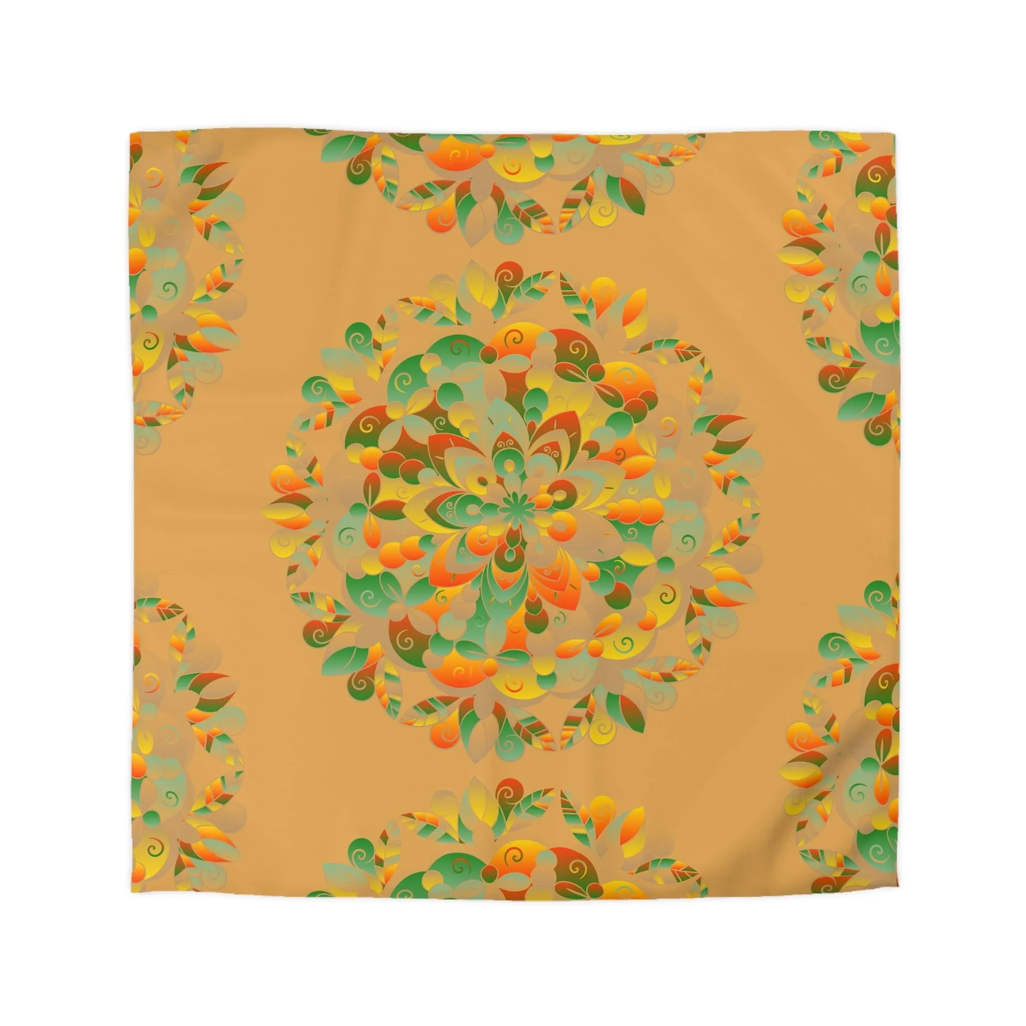 Handmade Mandala Design Microfiber Duvet Cover - Mandala Art on Dune
