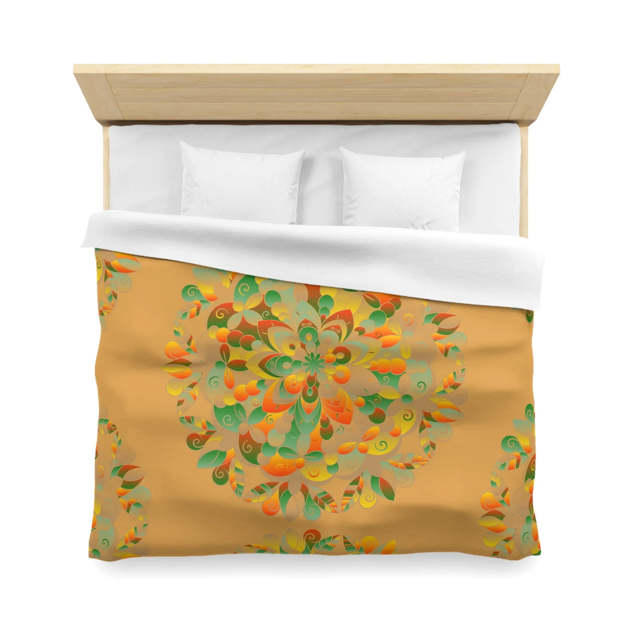 Handmade Mandala Design Microfiber Duvet Cover - Mandala Art on Dune