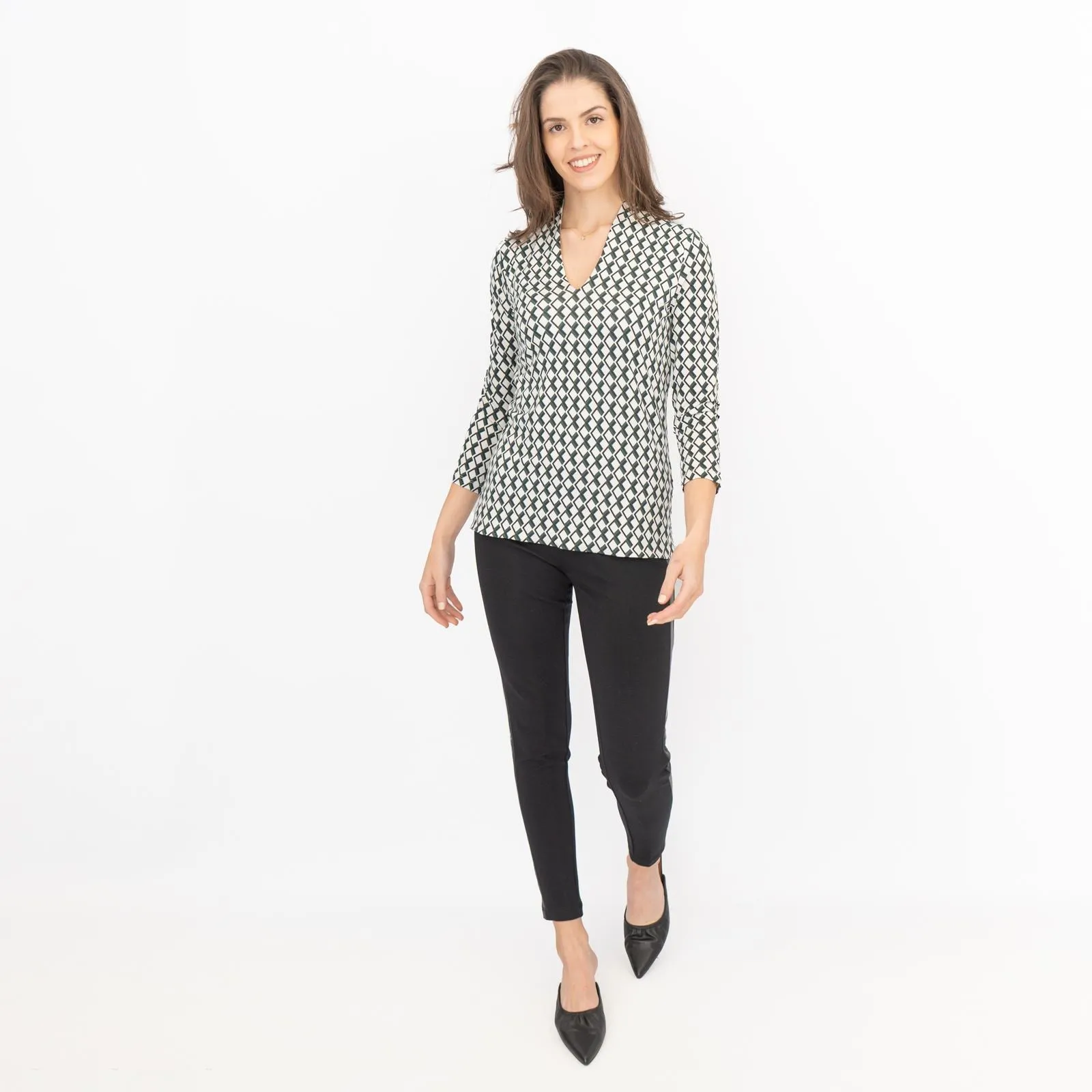 Hobbs Aimee Geometric Top Ivory Green