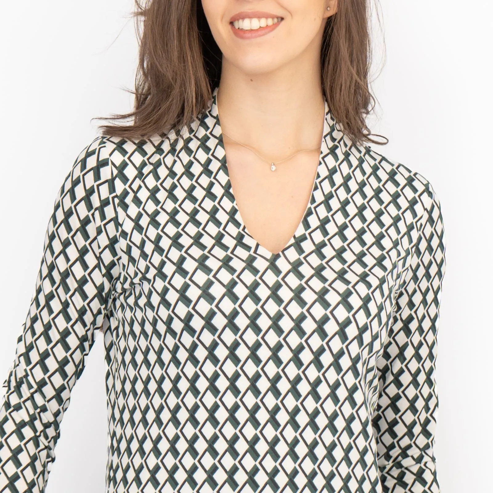 Hobbs Aimee Geometric Top Ivory Green