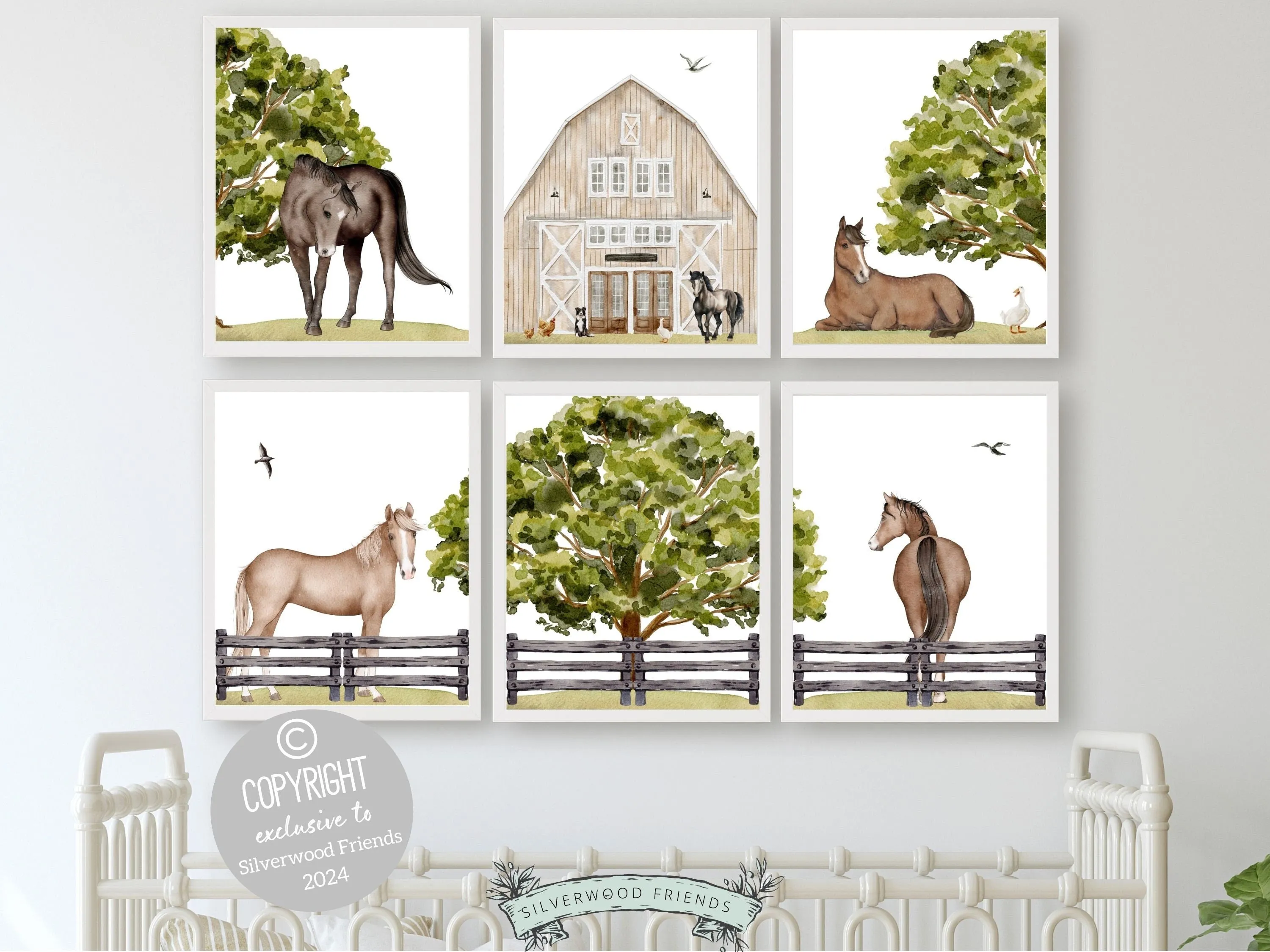 Horse Nursery Prints - Set of 6