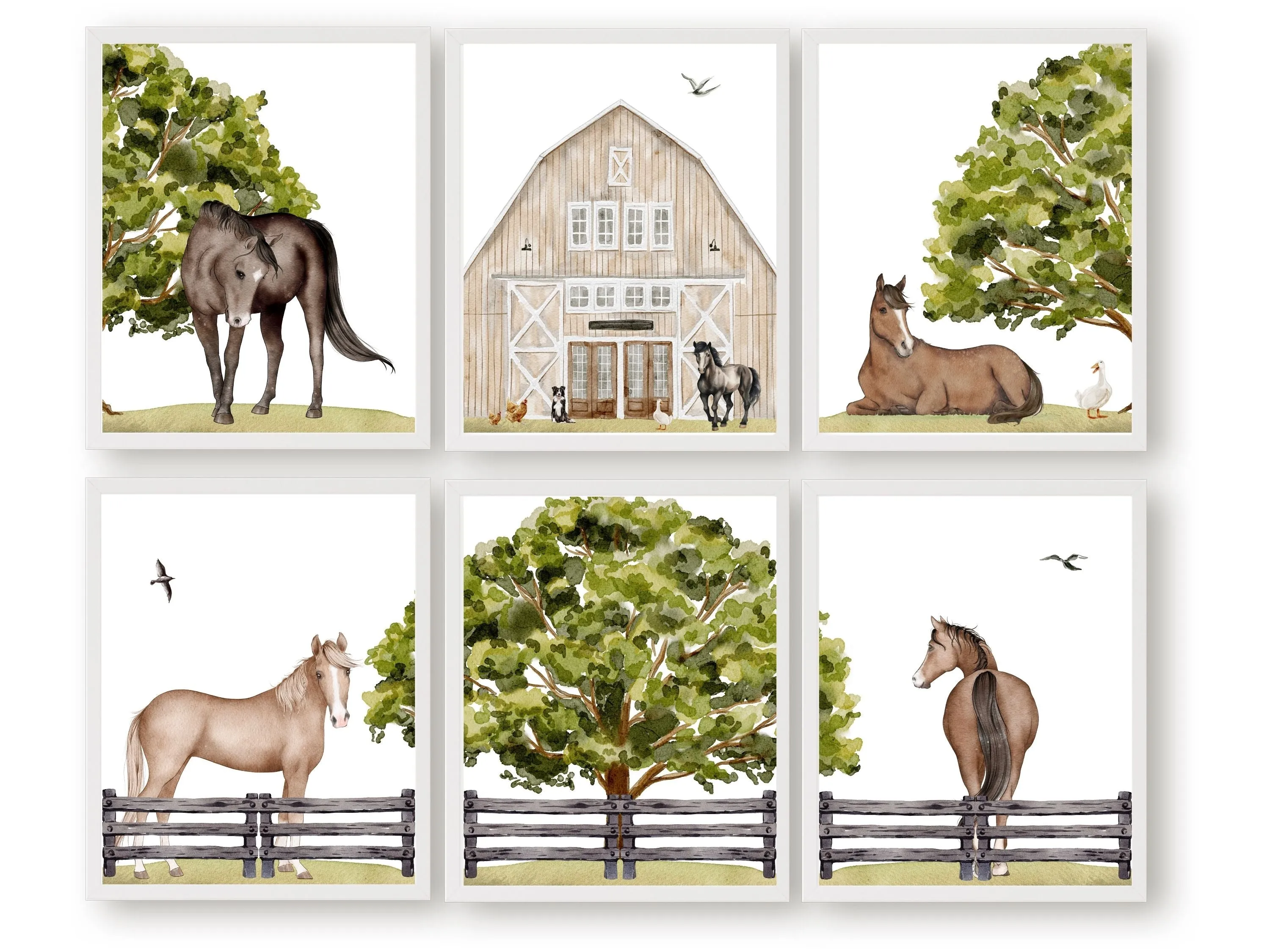 Horse Nursery Prints - Set of 6