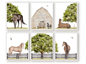 Horse Nursery Prints - Set of 6