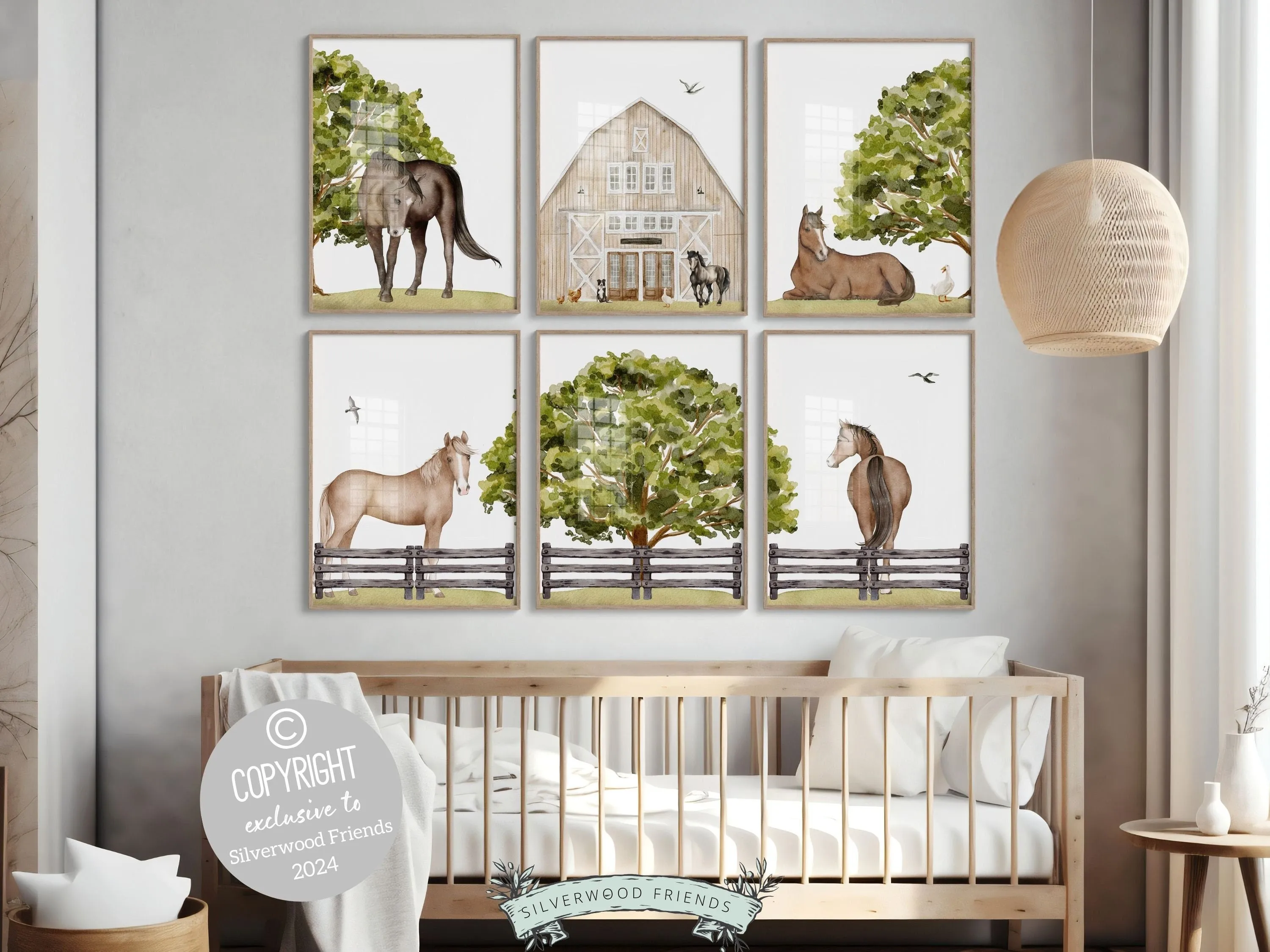 Horse Nursery Prints - Set of 6