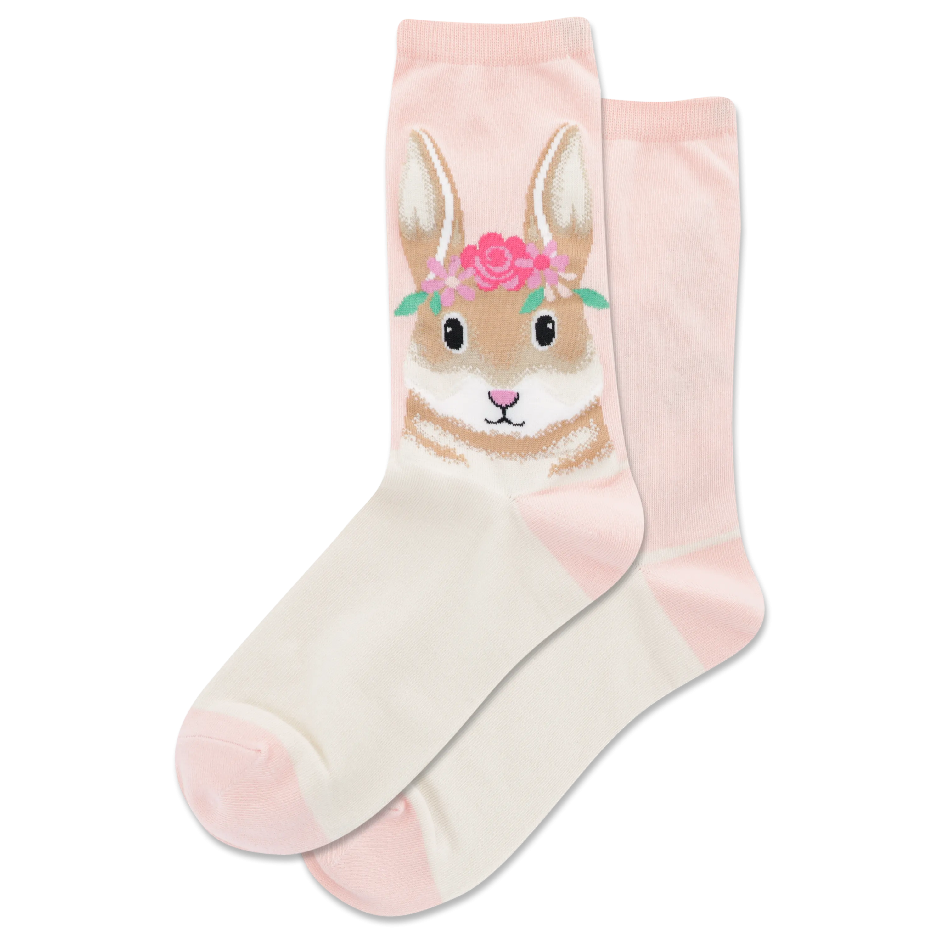 HOTSOX Women's Flower Crown Bunny Crew Socks