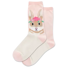 HOTSOX Women's Flower Crown Bunny Crew Socks