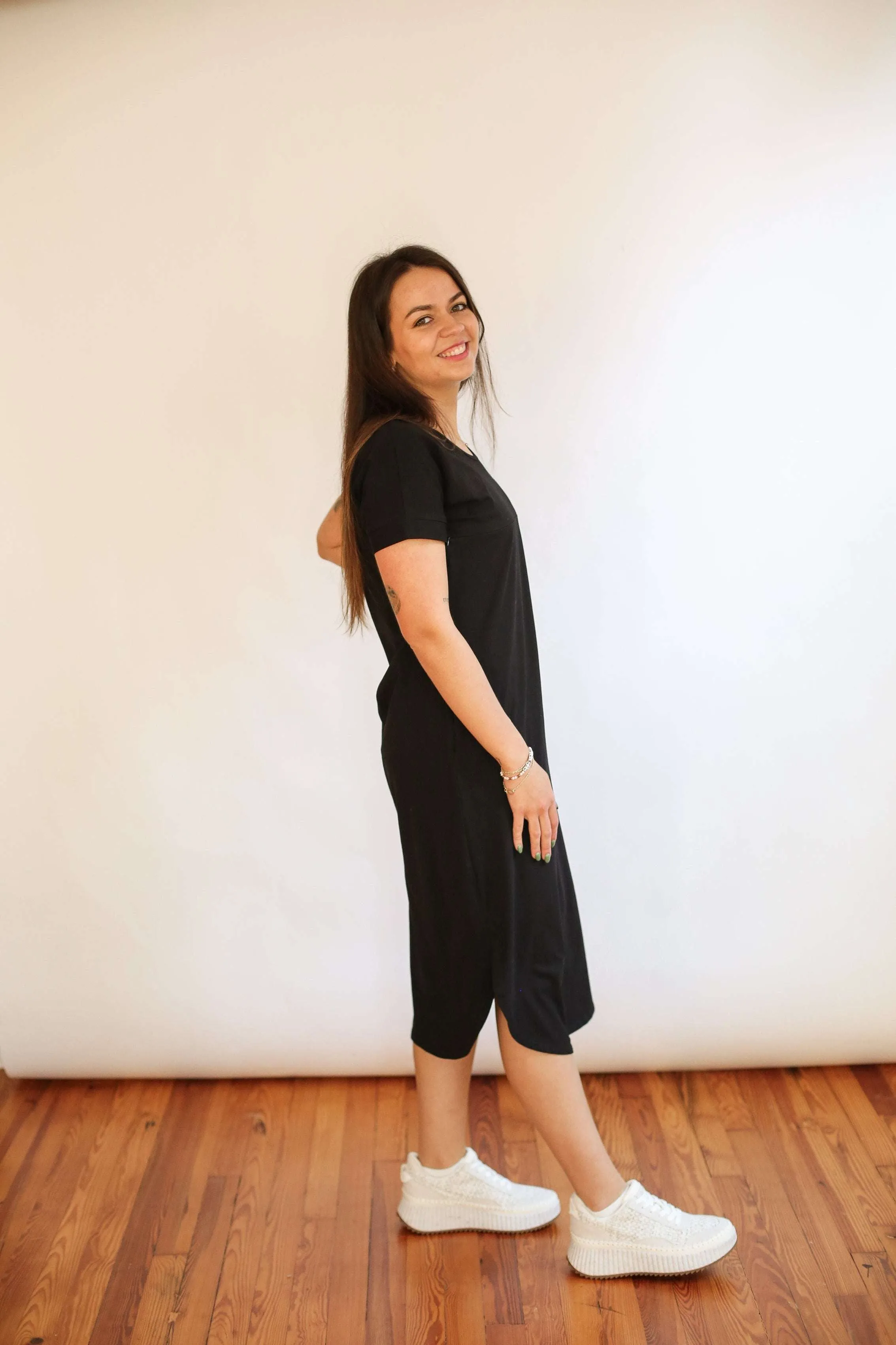 Invisible Zipper Midi Breastfeeding T-Shirt Dress