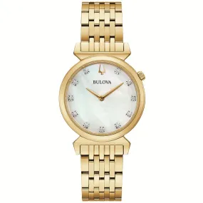 LADIES BULOVA WITH MOTHER-OF-PEARL AND DIAMOND DIAL