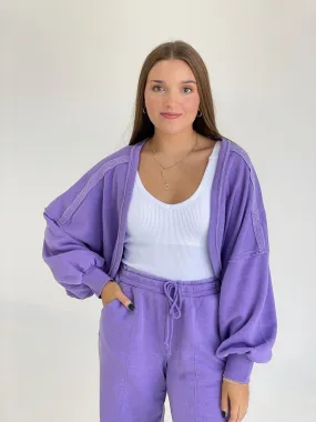 Lazy Wear Cropped Shrug - Lavender