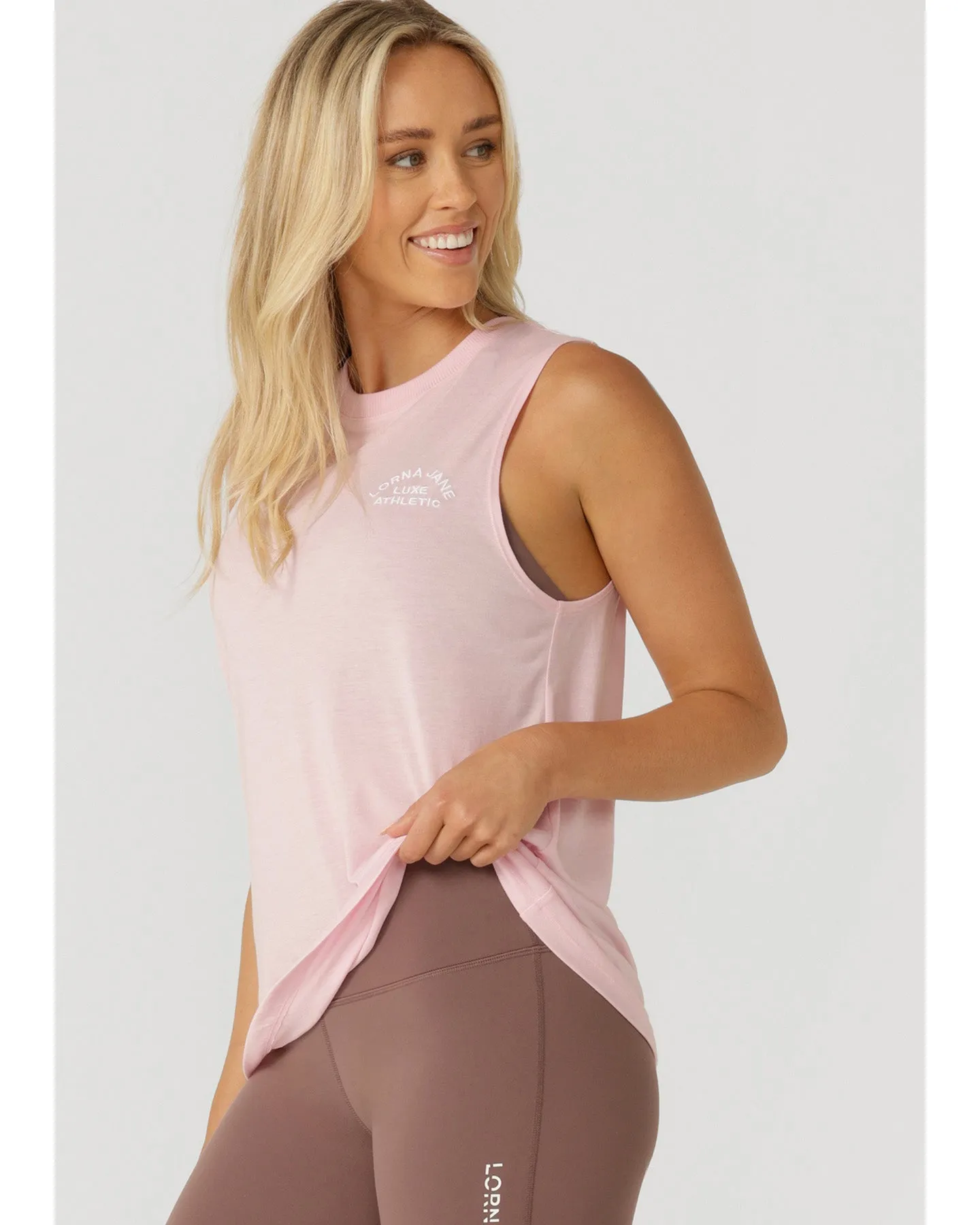 Lorna Jane Lotus Muscle Tank - Sweet Pink