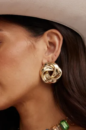 Love Knot Gold Circle Earrings