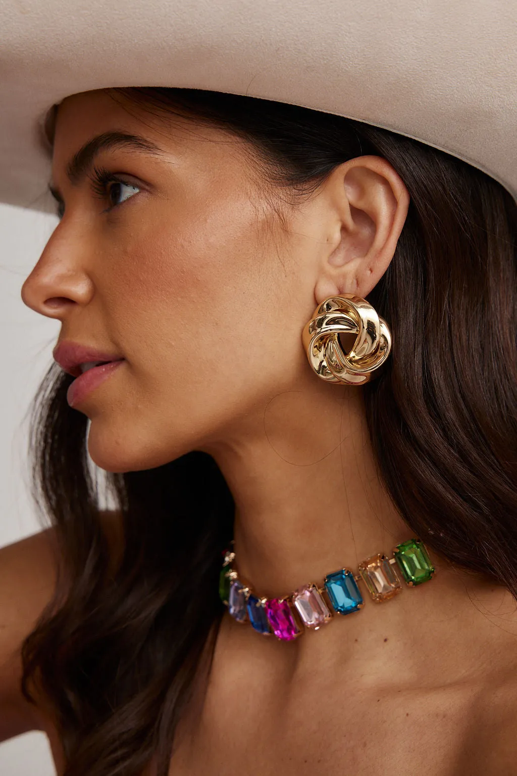 Love Knot Gold Circle Earrings