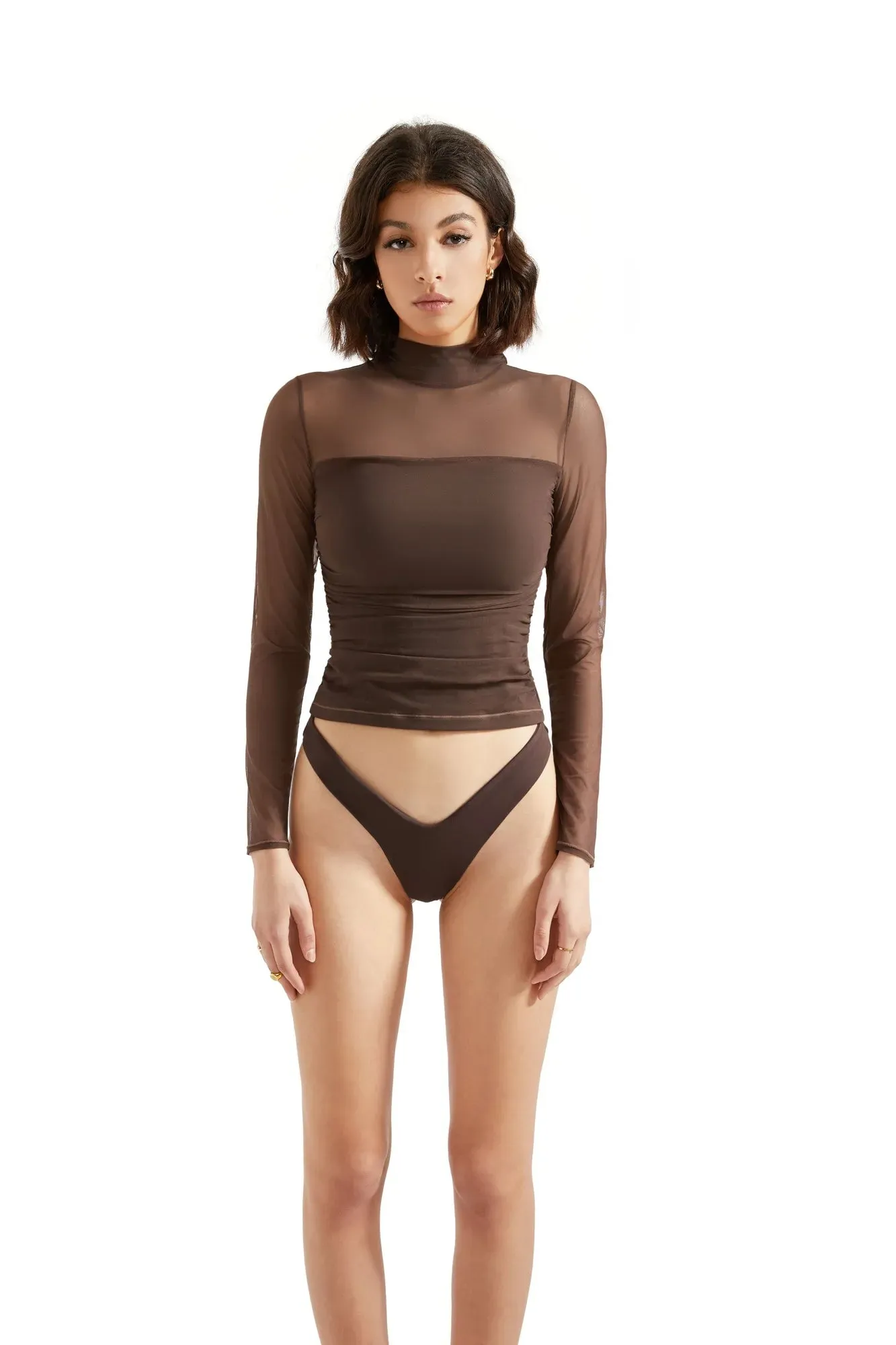 Mesh Mock Neck Shirt - Long Sleeve
