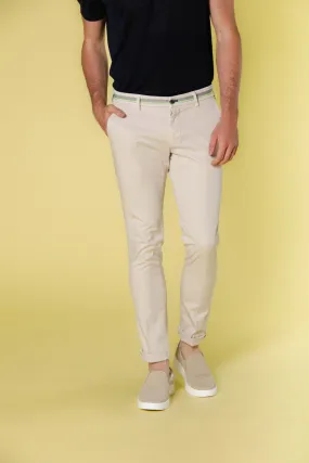 Milano Start men's chino pants in stretch satin with ribbons extra slim