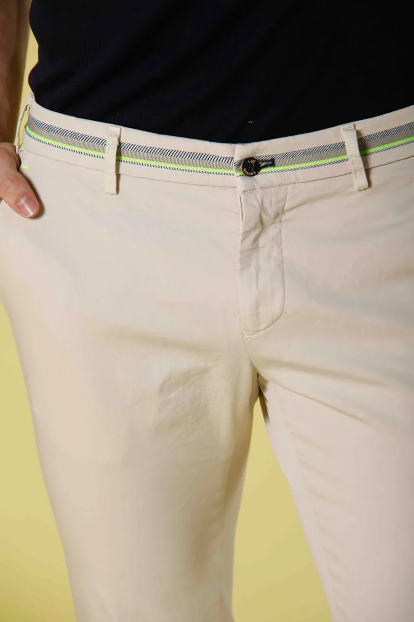 Milano Start men's chino pants in stretch satin with ribbons extra slim