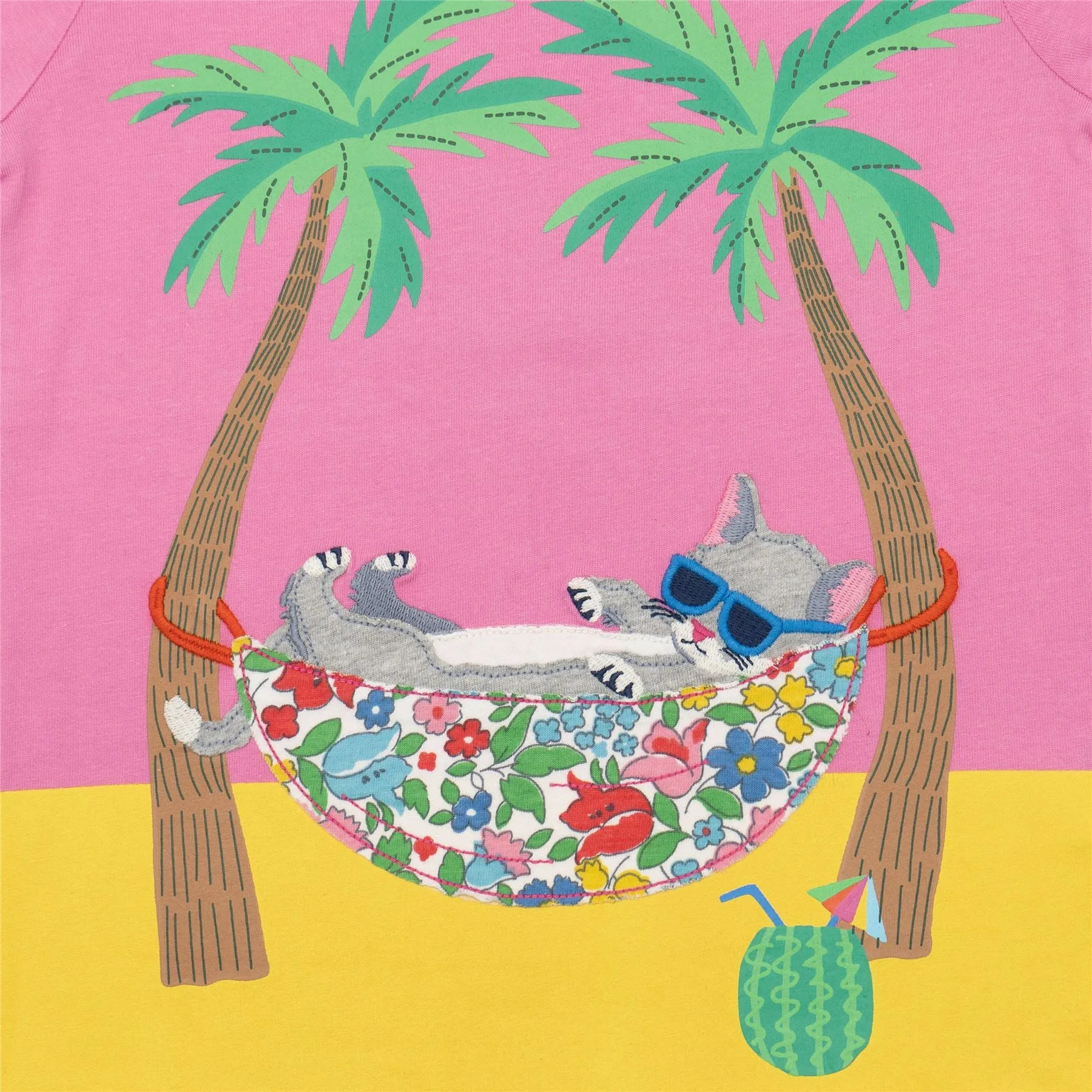 Mini Boden Girls Pink Holiday Print T-Shirt Short Sleeve Tops