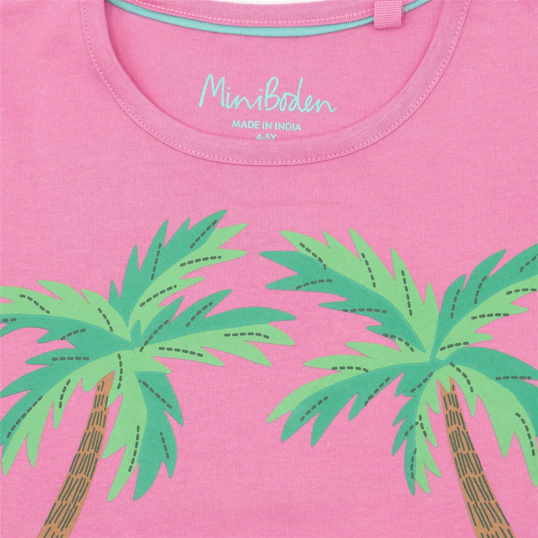 Mini Boden Girls Pink Holiday Print T-Shirt Short Sleeve Tops