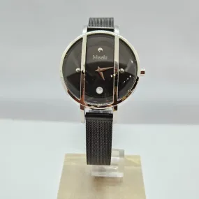 Misaki BERMUDA Ladies Pearl Black Mesh Watch