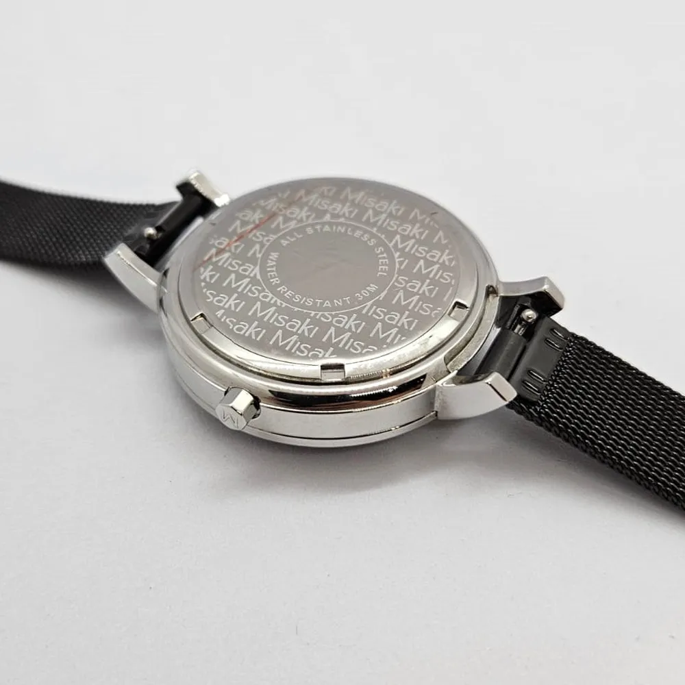 Misaki BERMUDA Ladies Pearl Black Mesh Watch