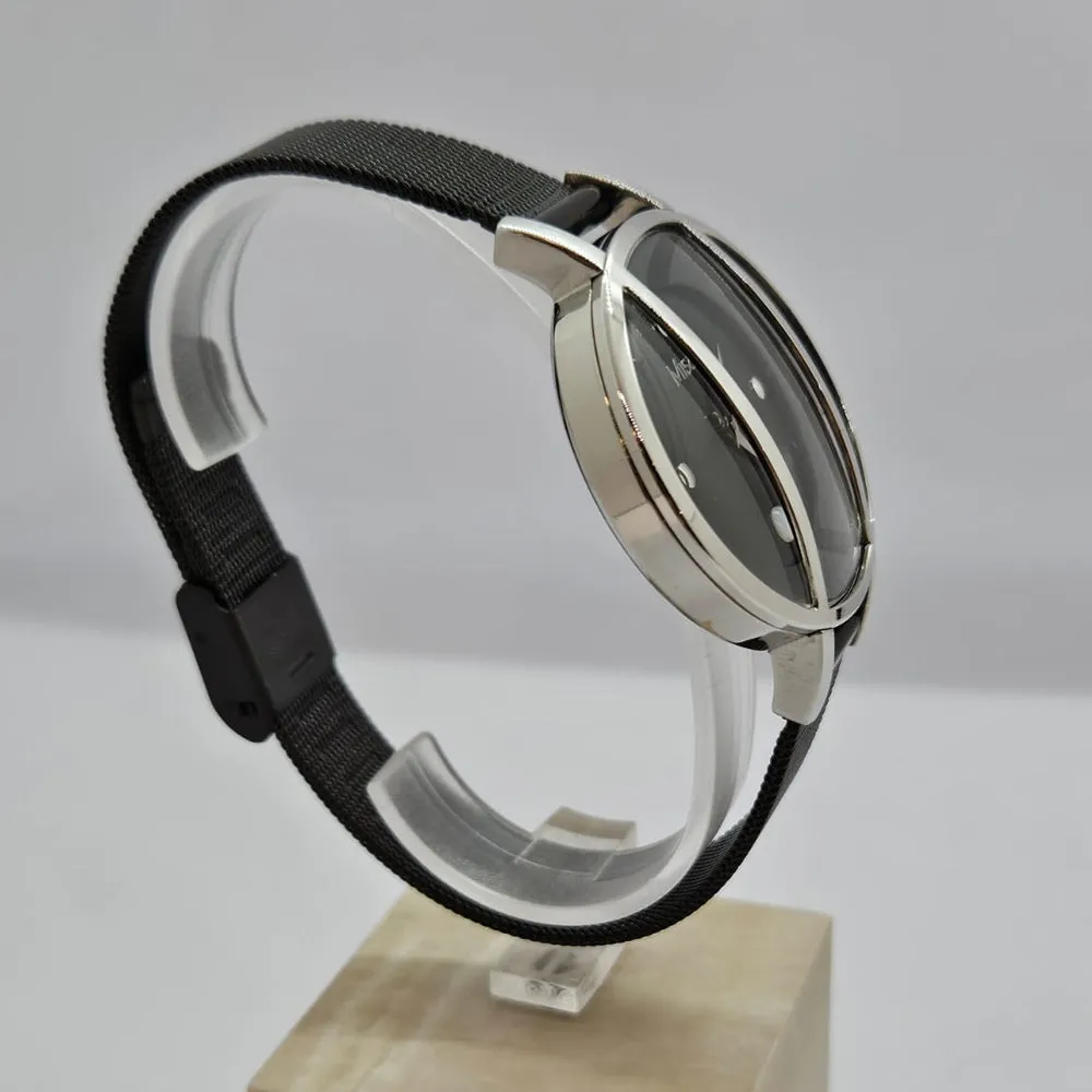 Misaki BERMUDA Ladies Pearl Black Mesh Watch