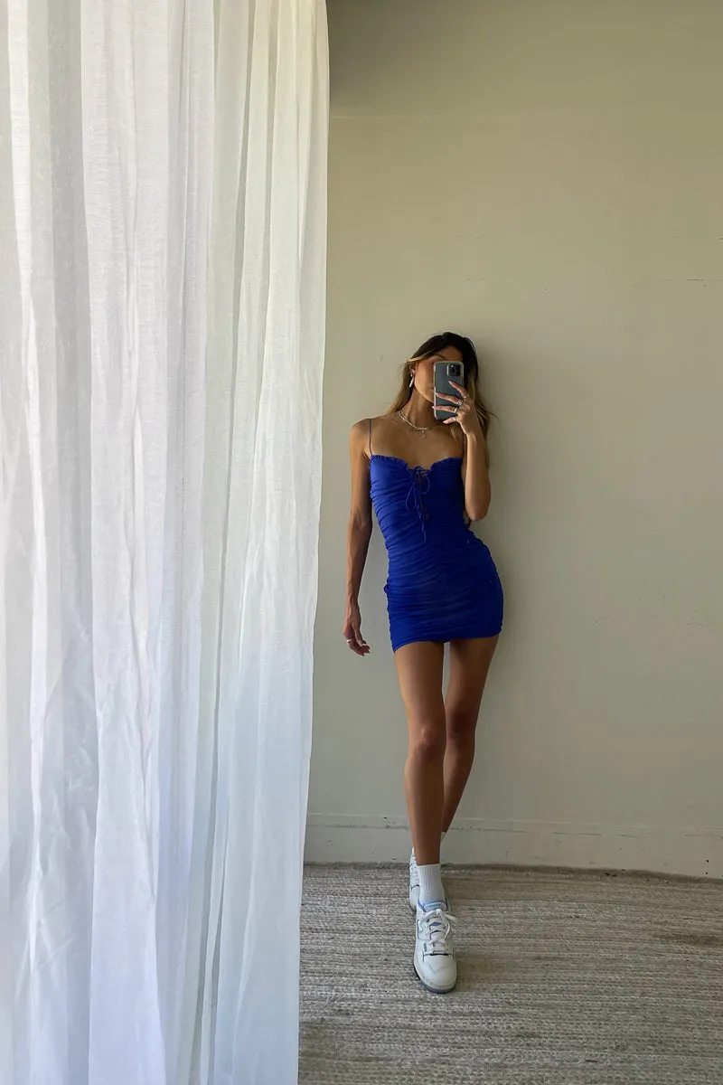 Oasis Lace Up Mesh Mini Dress