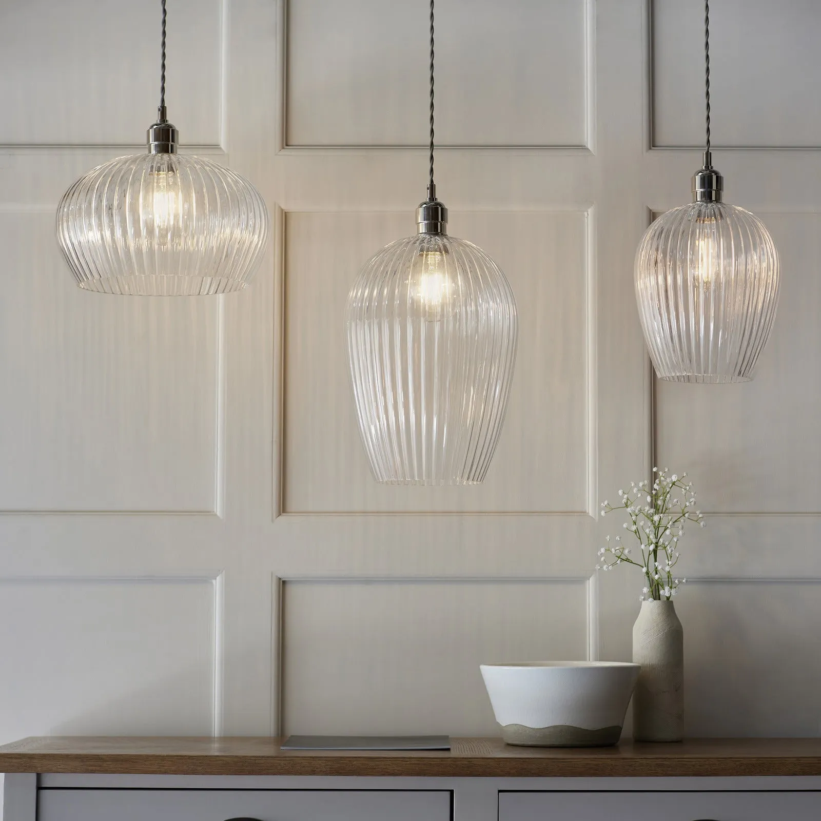 Olympia Ribbed Pendant Large