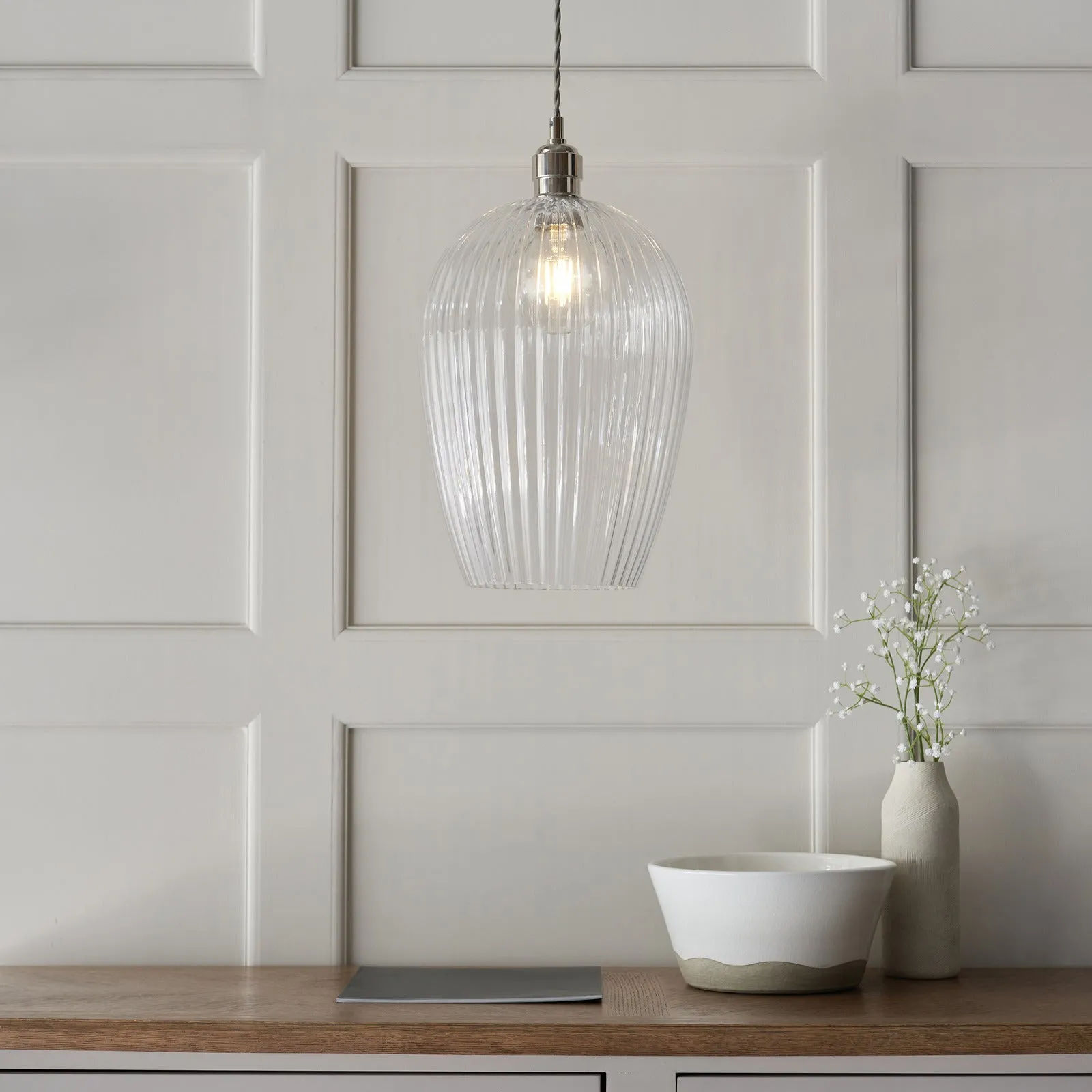 Olympia Ribbed Pendant Large