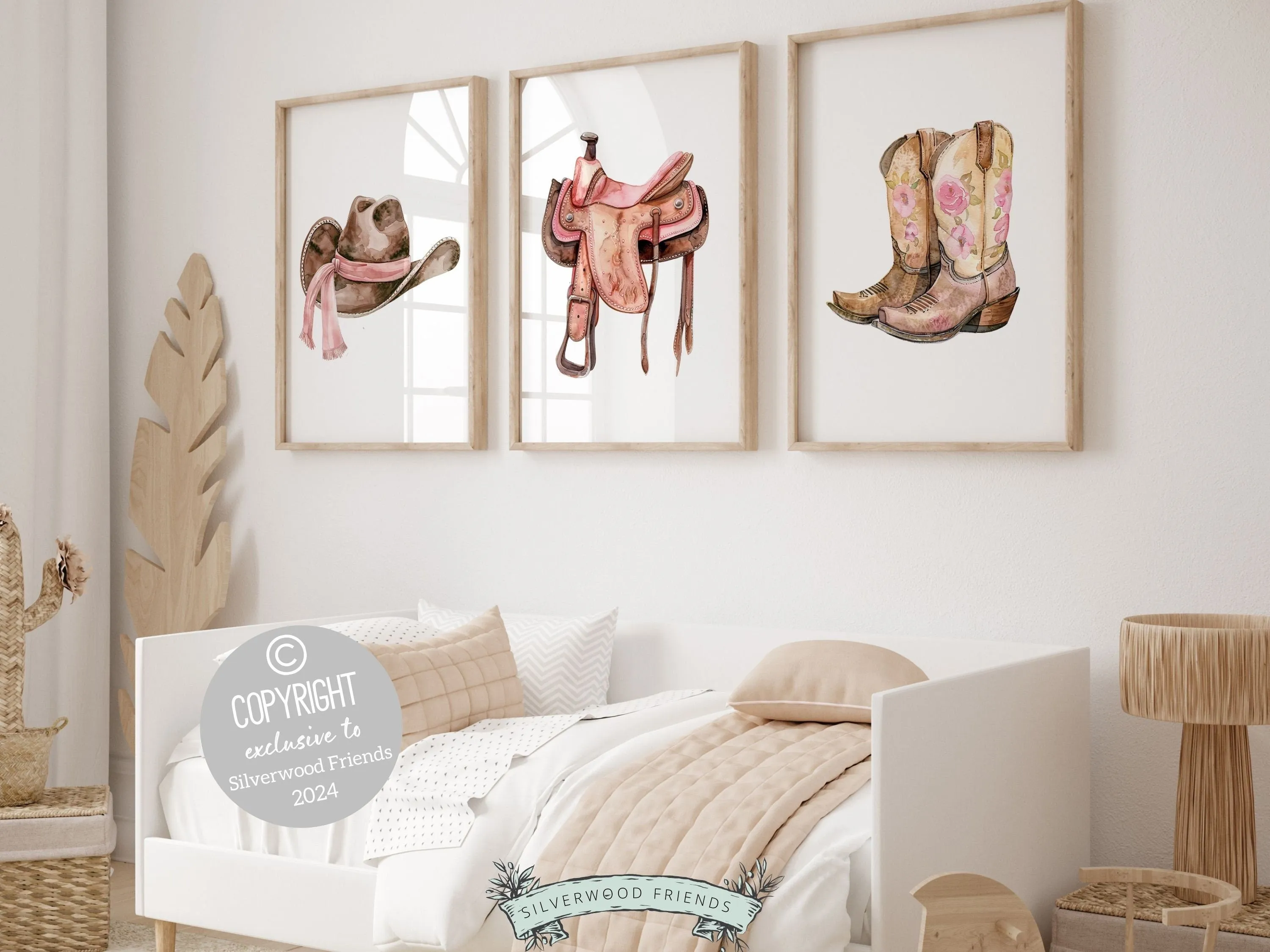 Pink Cowgirl Nursery Prints - Set 1