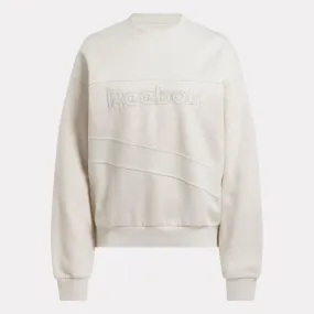 Reebok Apparel Women Classics Basketball Vintage Color Block Crew Hoodie BONE