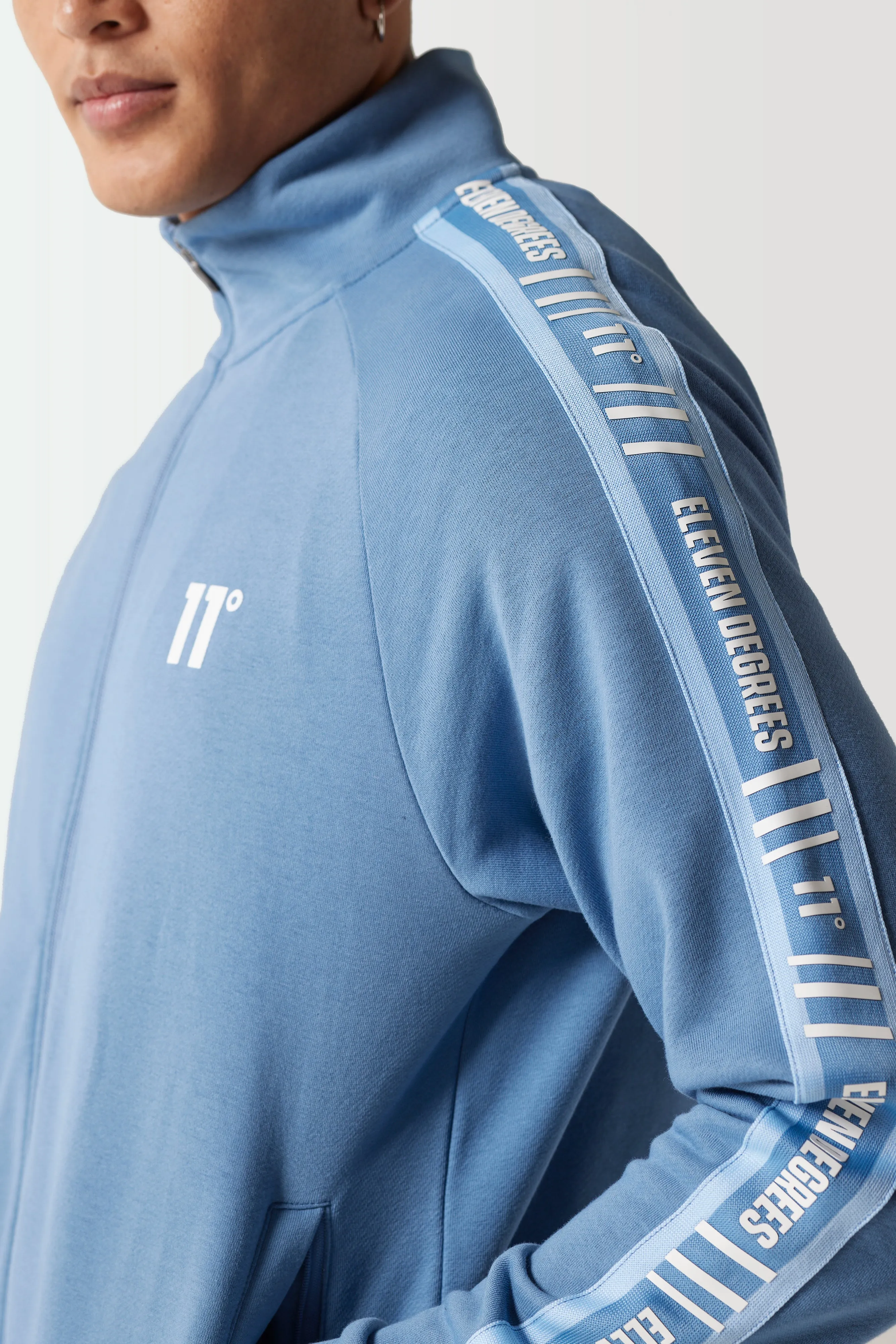 Retro Taped Full Zip Sweat Top - Elemental Blue