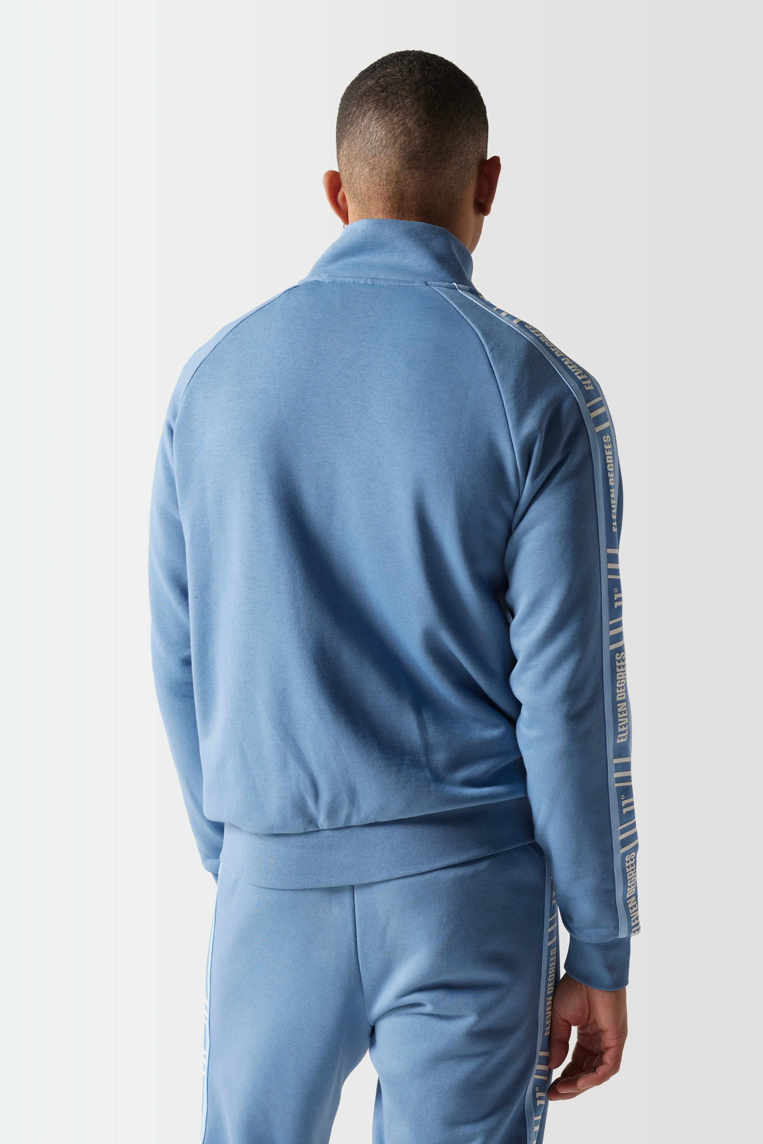Retro Taped Full Zip Sweat Top - Elemental Blue