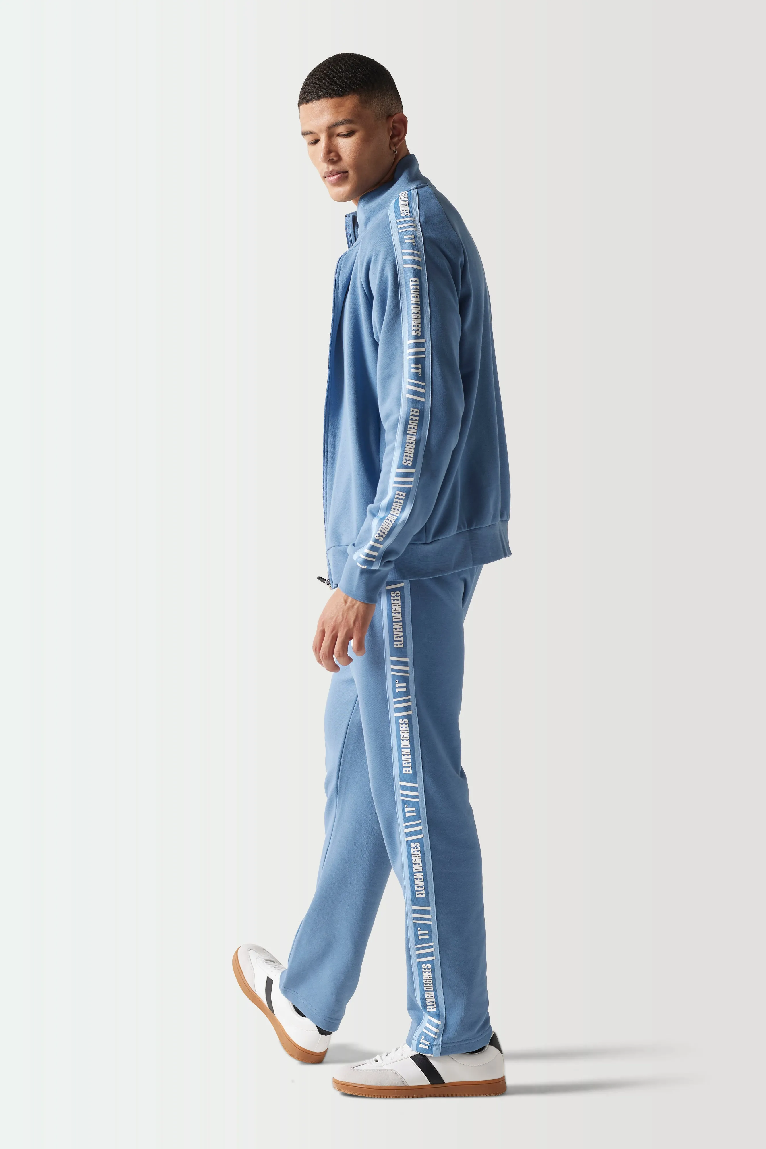 Retro Taped Full Zip Sweat Top - Elemental Blue