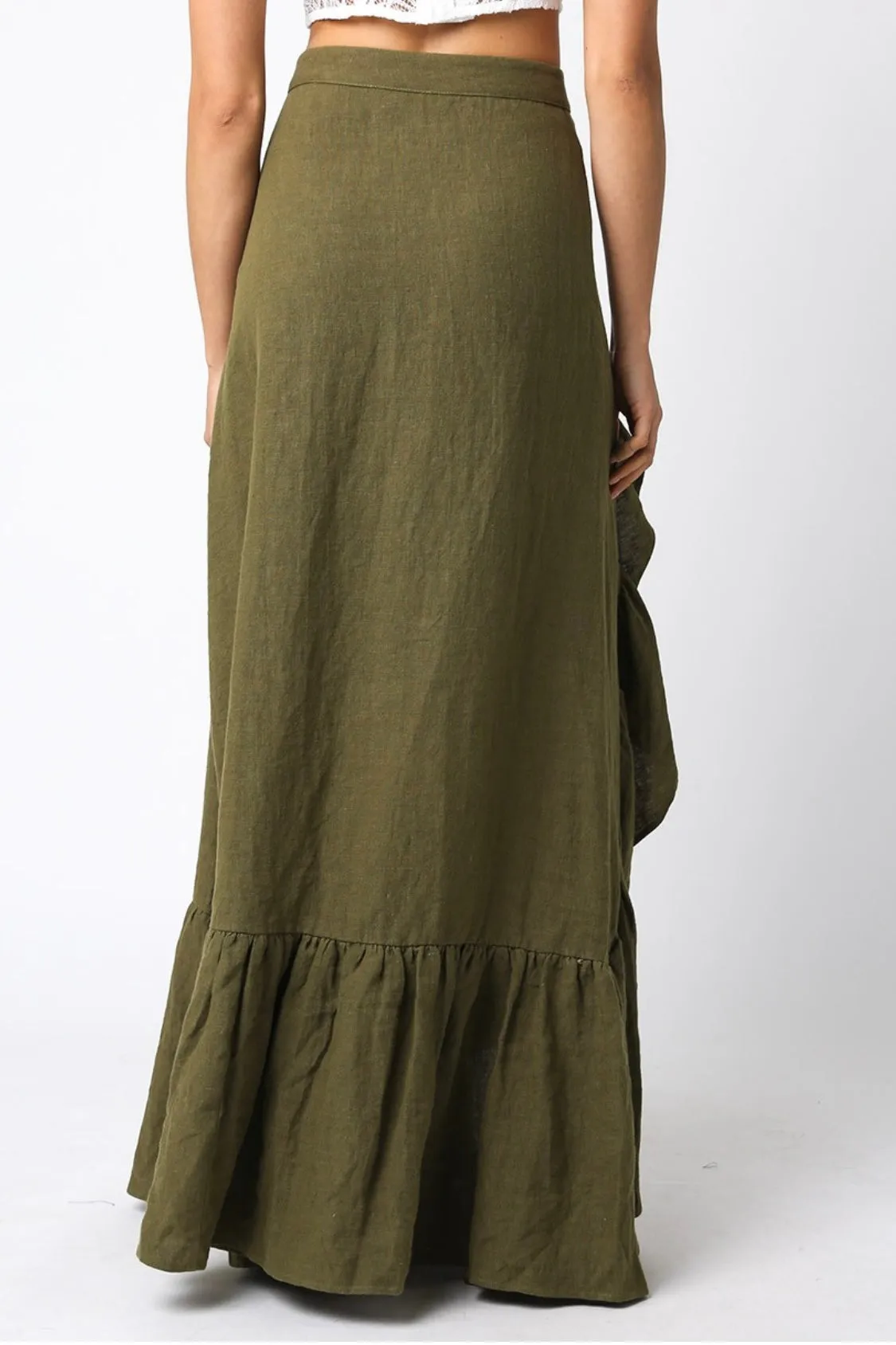 SERINA OLIVE LINEN SKIRT