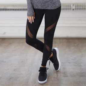 Sexy Women Leggings Gothic Insert Mesh Design Trousers Pants Big Size Black Capris Sportswear New Fitness Casual Leggings