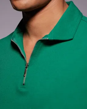 Signature Zipper Polo T-Shirt - Bright Green