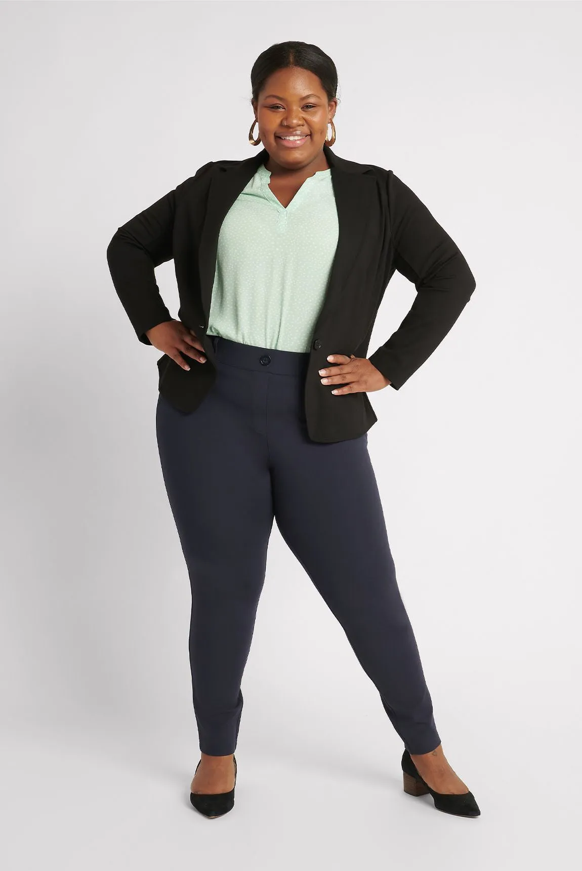 Skinny-Leg | Two-Pocket Dress Pant Yoga Pants (Navy)