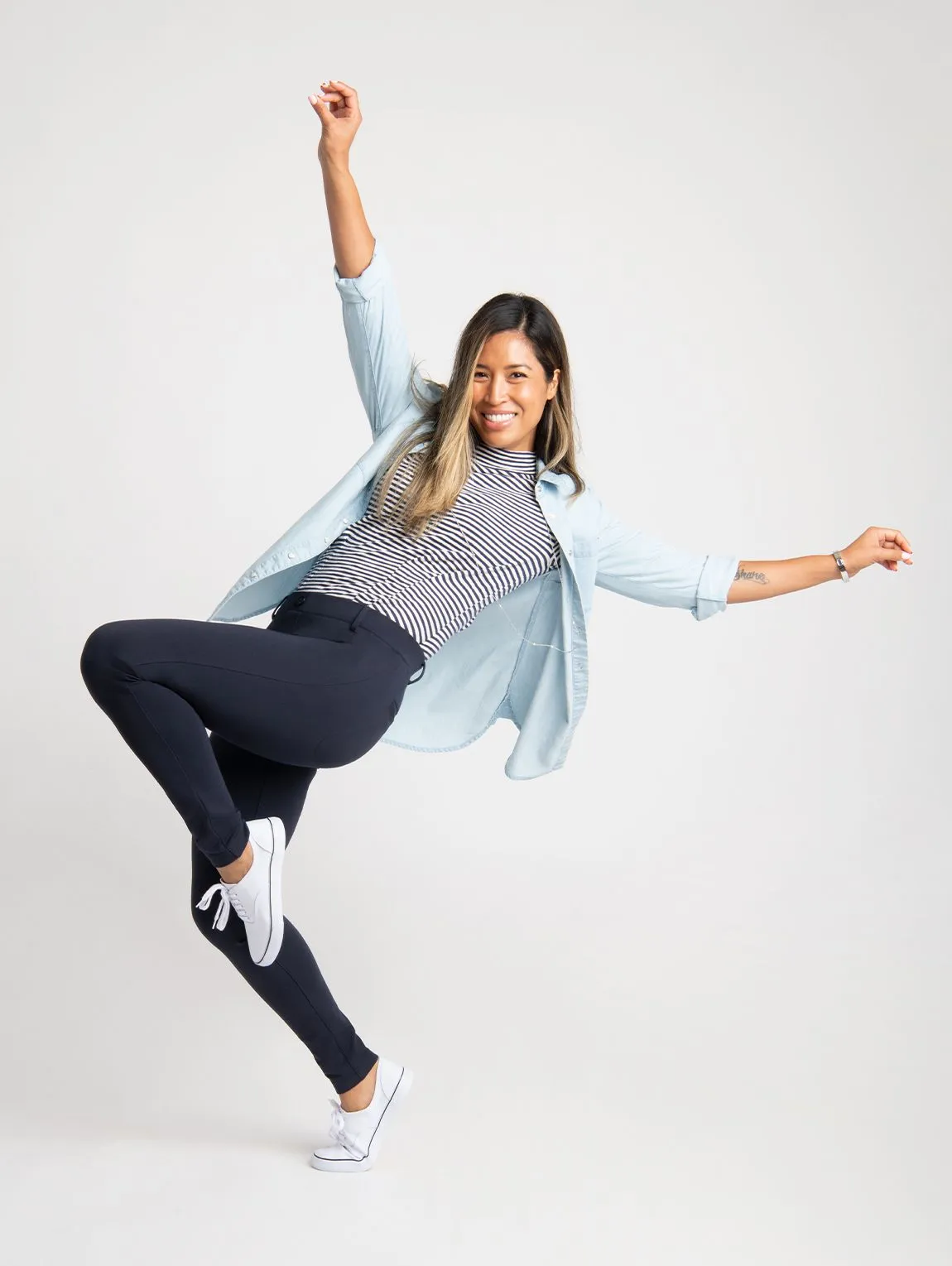 Skinny-Leg | Two-Pocket Dress Pant Yoga Pants (Navy)