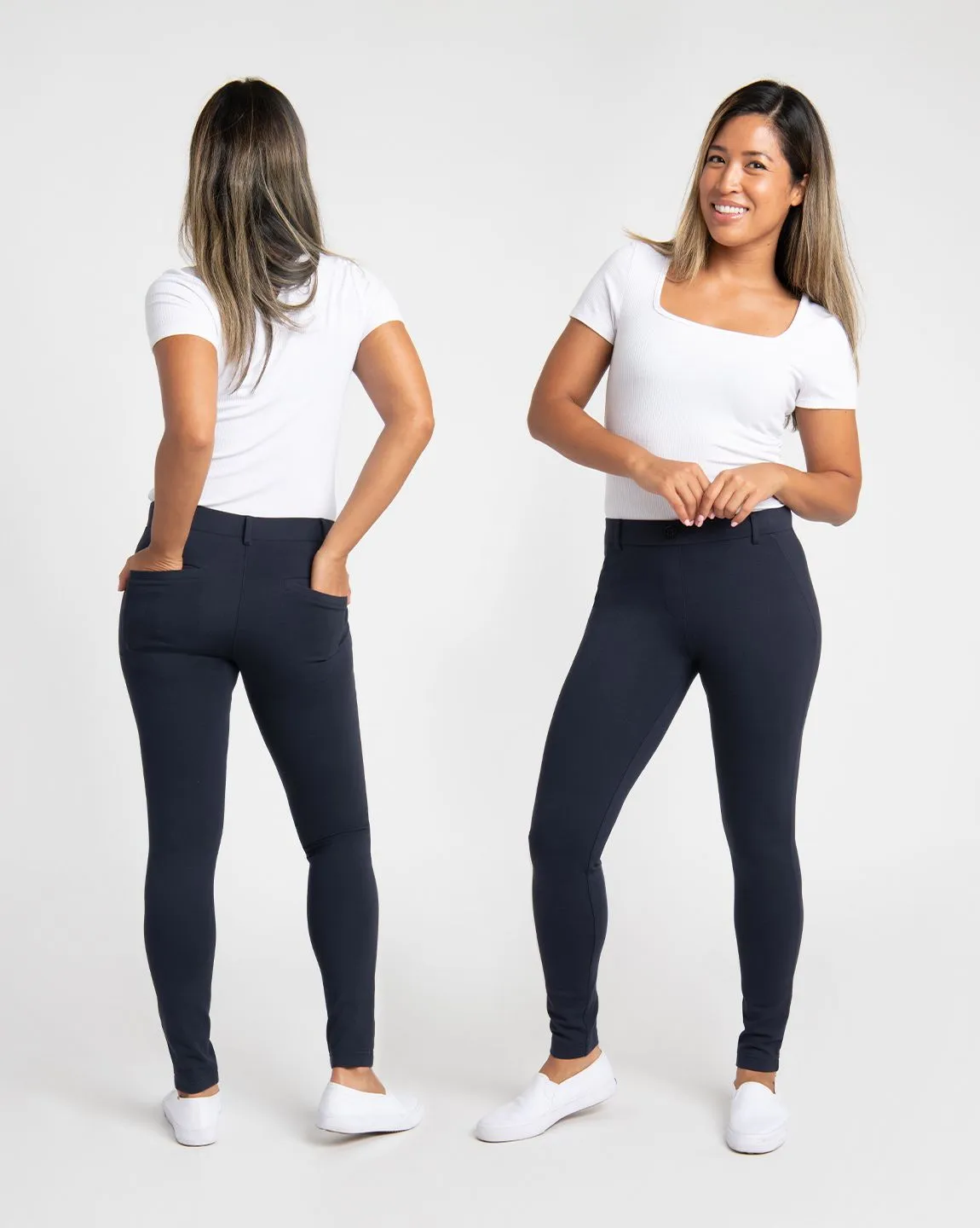 Skinny-Leg | Two-Pocket Dress Pant Yoga Pants (Navy)