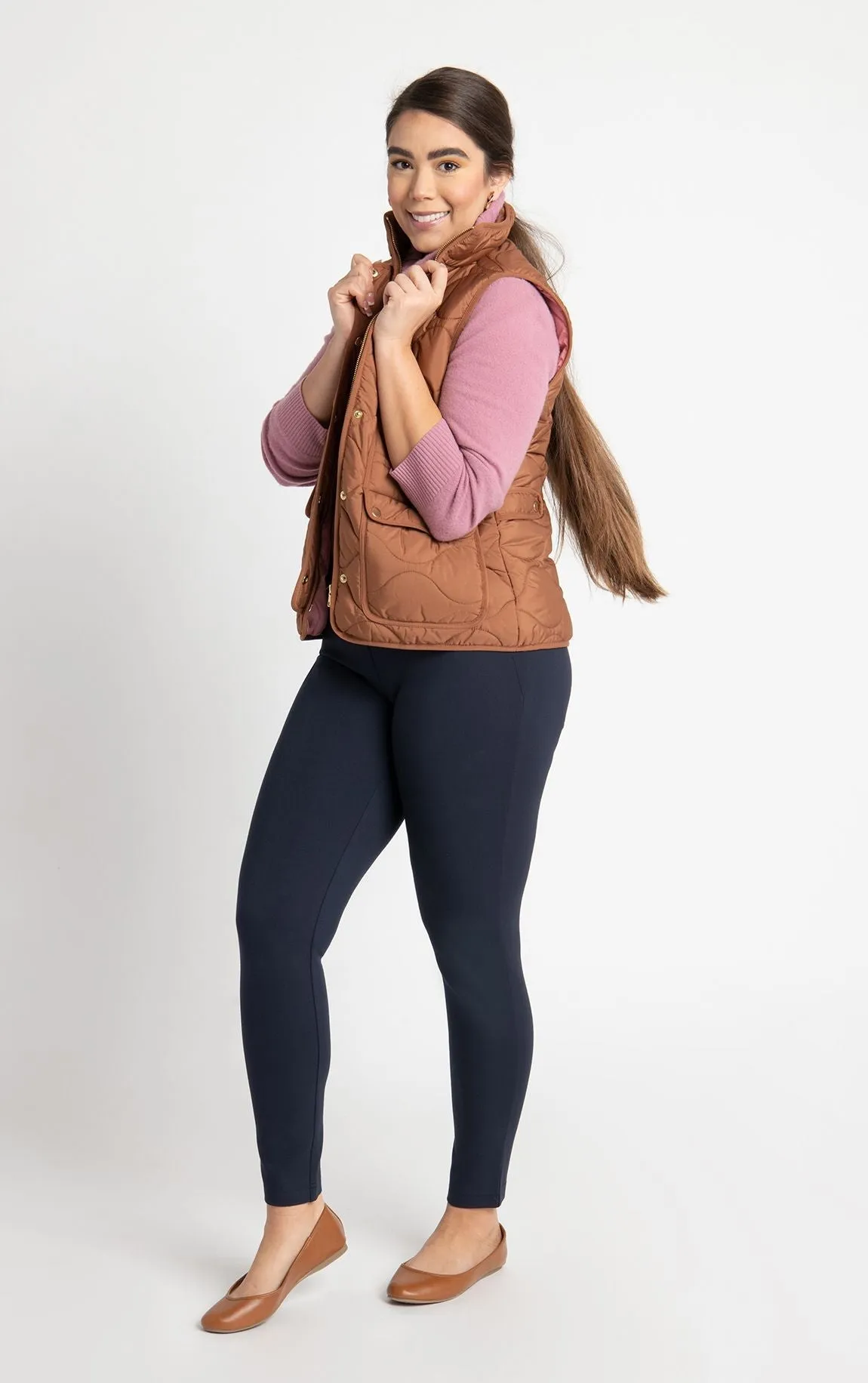 Skinny-Leg | Two-Pocket Dress Pant Yoga Pants (Navy)