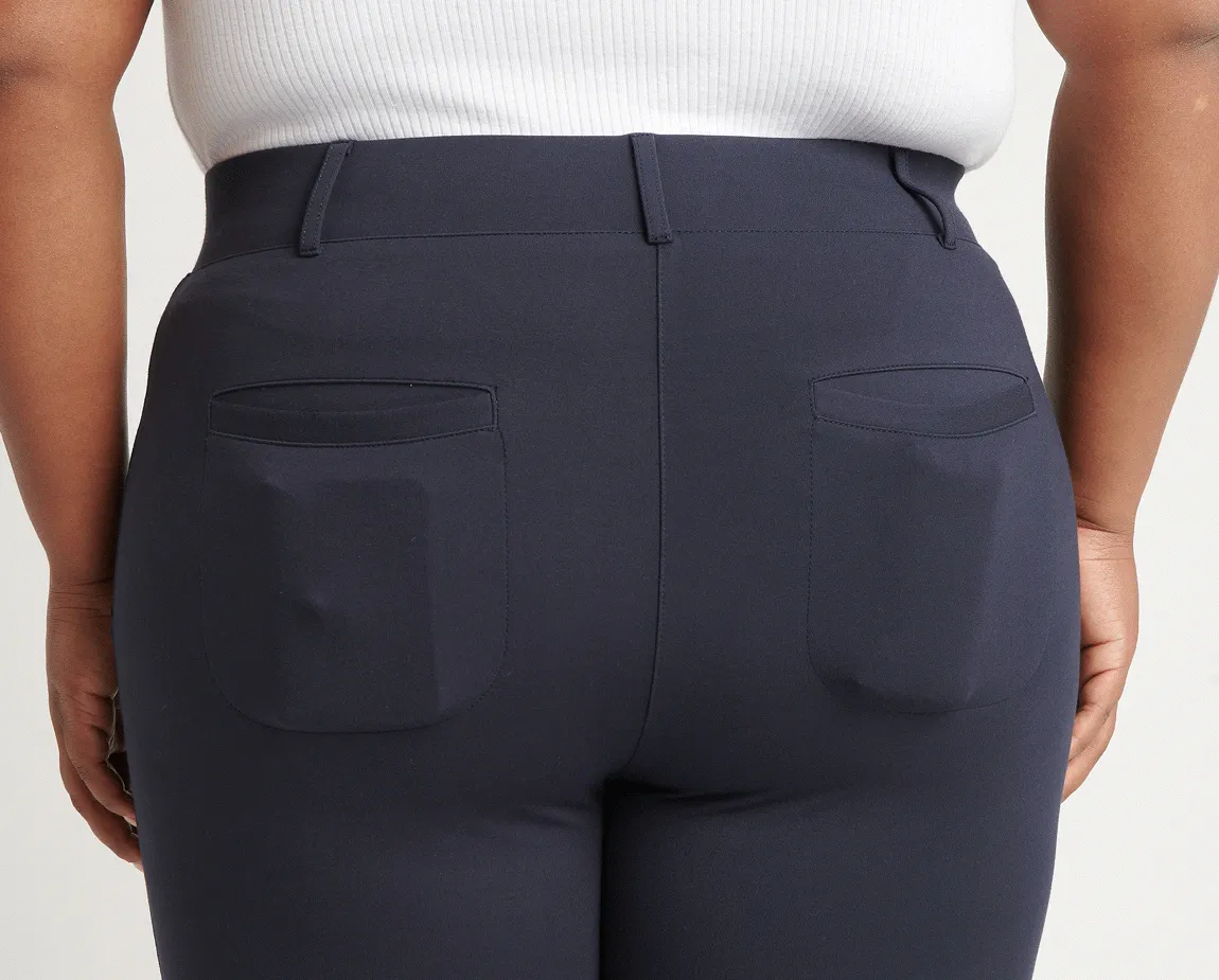 Skinny-Leg | Two-Pocket Dress Pant Yoga Pants (Navy)