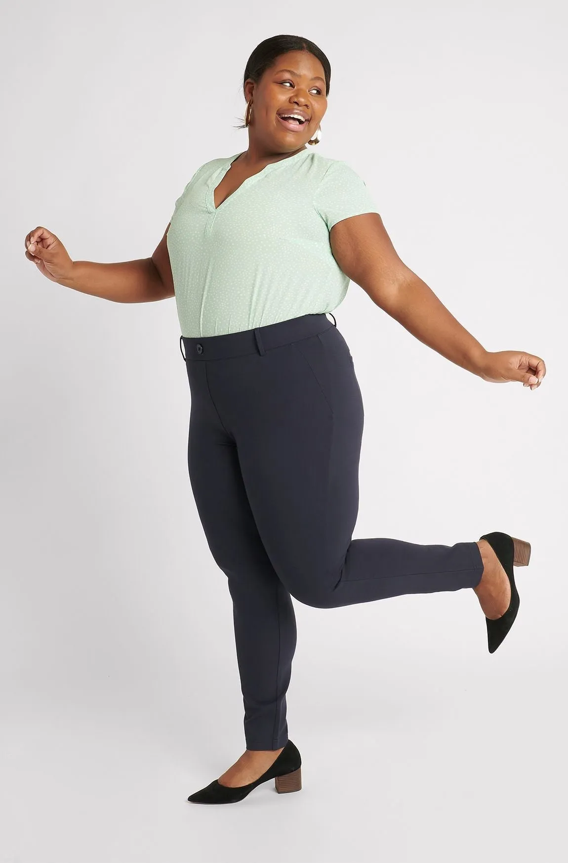 Skinny-Leg | Two-Pocket Dress Pant Yoga Pants (Navy)