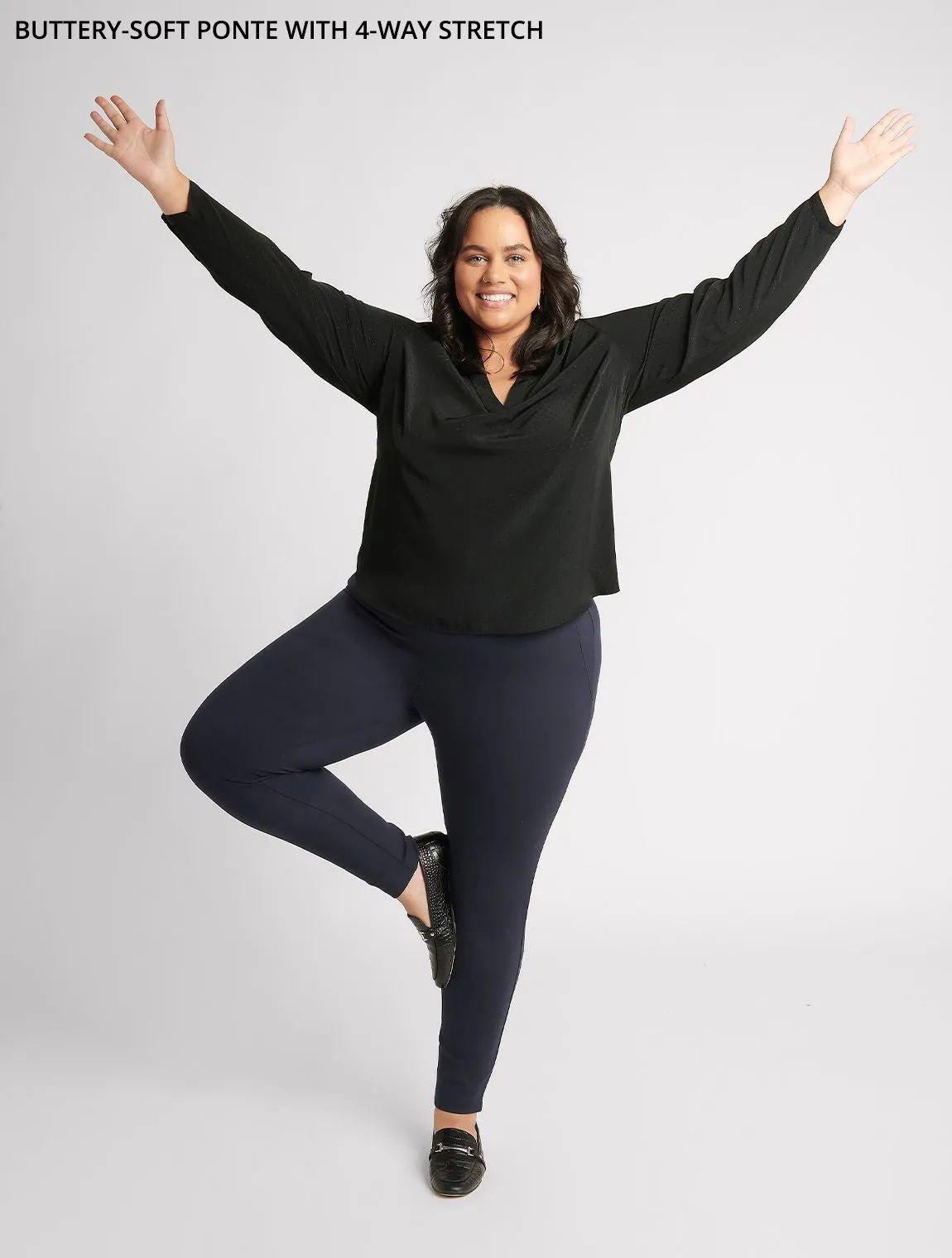 Skinny-Leg | Two-Pocket Dress Pant Yoga Pants (Navy)