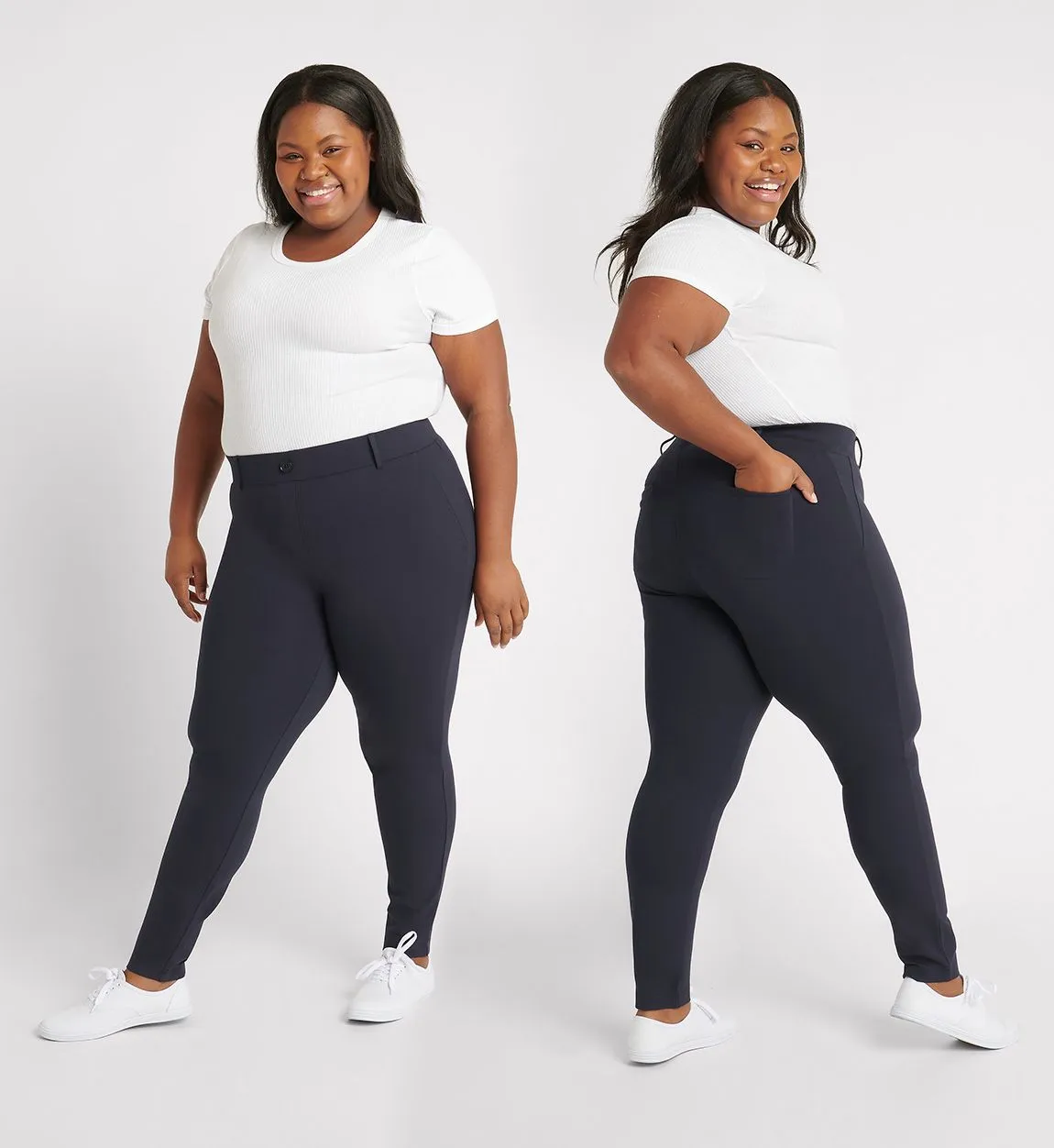 Skinny-Leg | Two-Pocket Dress Pant Yoga Pants (Navy)