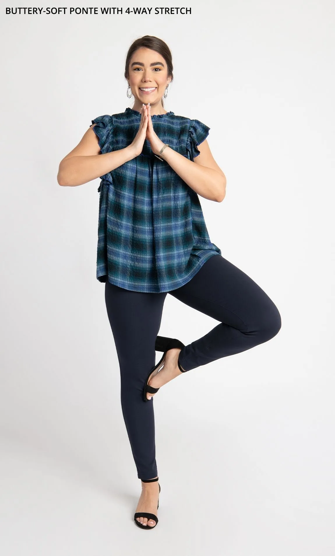 Skinny-Leg | Two-Pocket Dress Pant Yoga Pants (Navy)