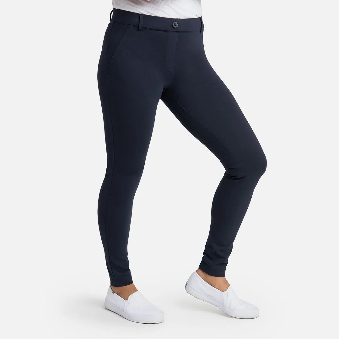 Skinny-Leg | Two-Pocket Dress Pant Yoga Pants (Navy)