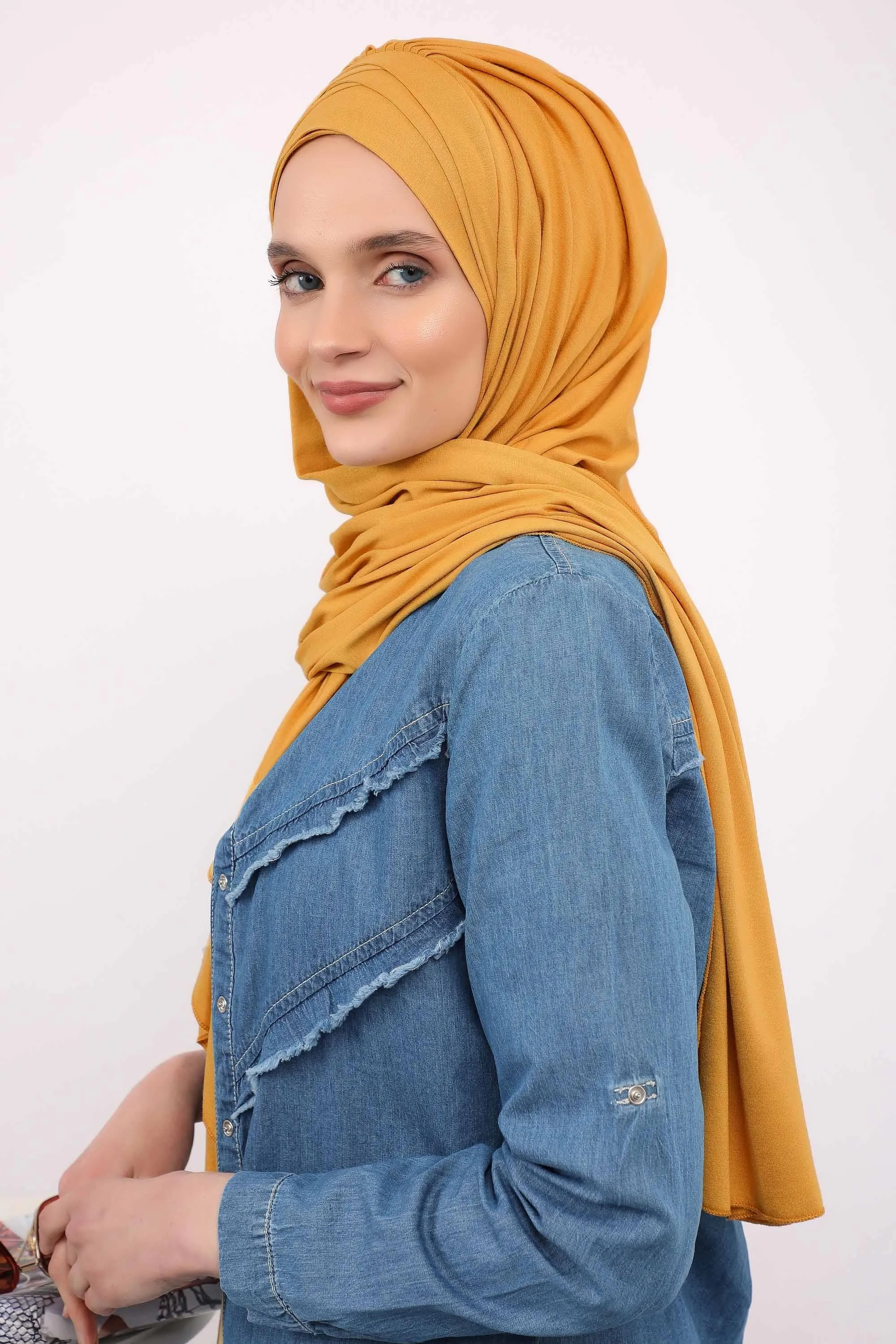 Soft Jersey Hijab Shawl for Women, 95% Cotton and Comfortable Ready to Wear Women Headscarf, Cross Stich Instant Pre-tied Hijab Shawl,PS-41
