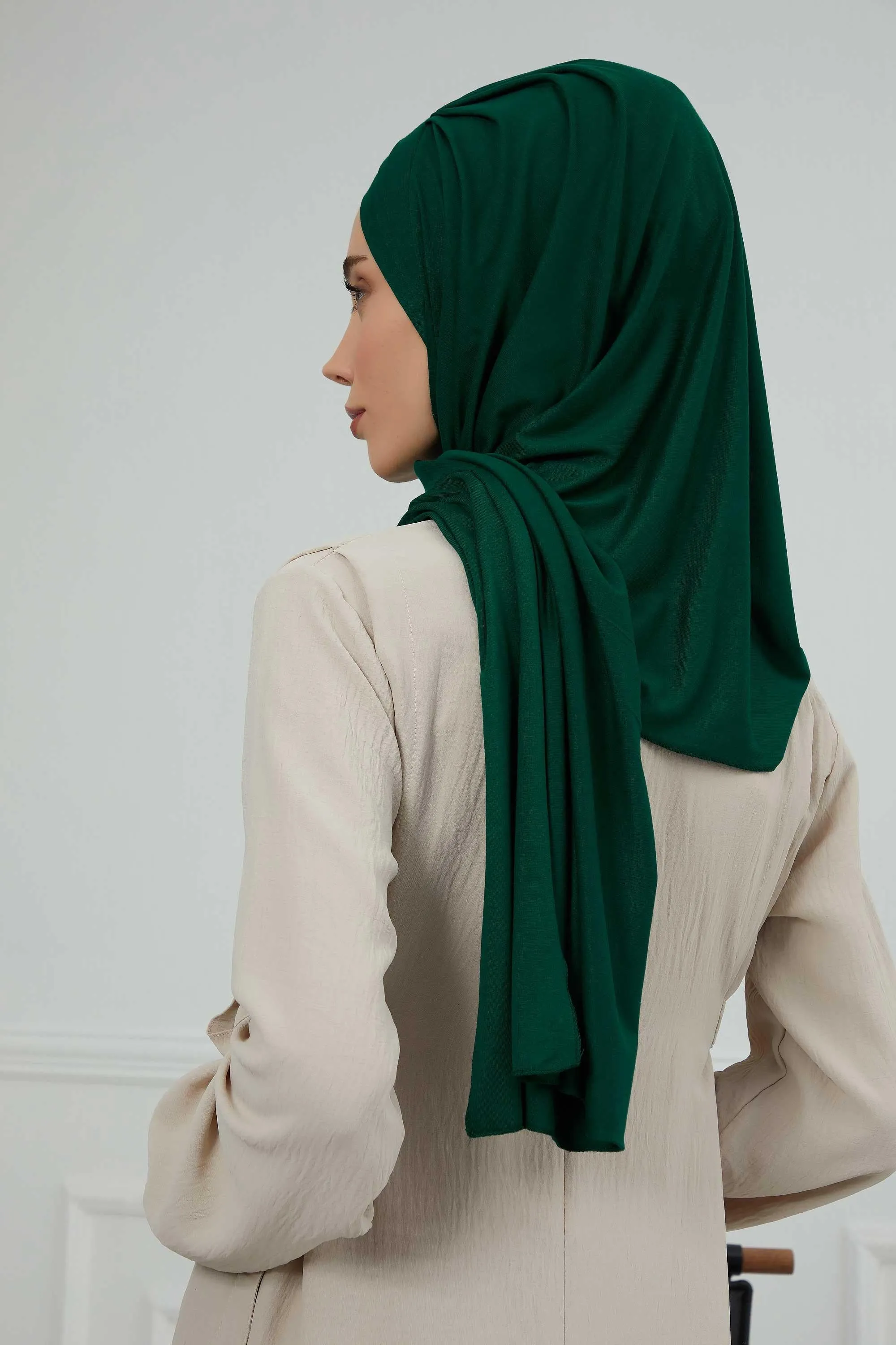 Soft Jersey Hijab Shawl for Women, 95% Cotton and Comfortable Ready to Wear Women Headscarf, Cross Stich Instant Pre-tied Hijab Shawl,PS-41