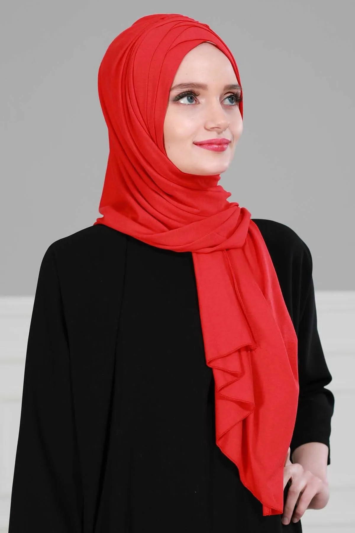 Soft Jersey Hijab Shawl for Women, 95% Cotton and Comfortable Ready to Wear Women Headscarf, Cross Stich Instant Pre-tied Hijab Shawl,PS-41