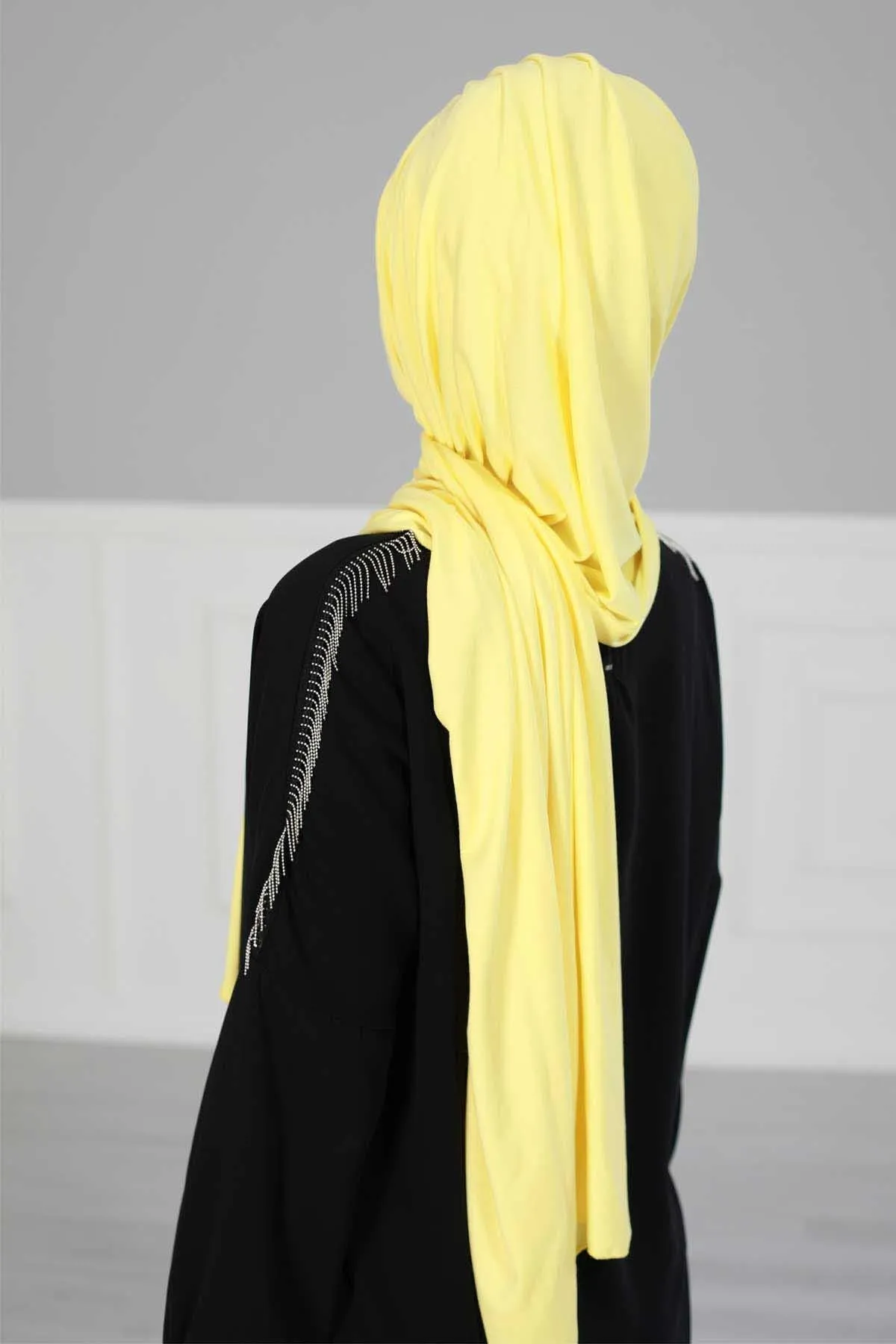 Soft Jersey Hijab Shawl for Women, 95% Cotton and Comfortable Ready to Wear Women Headscarf, Cross Stich Instant Pre-tied Hijab Shawl,PS-41