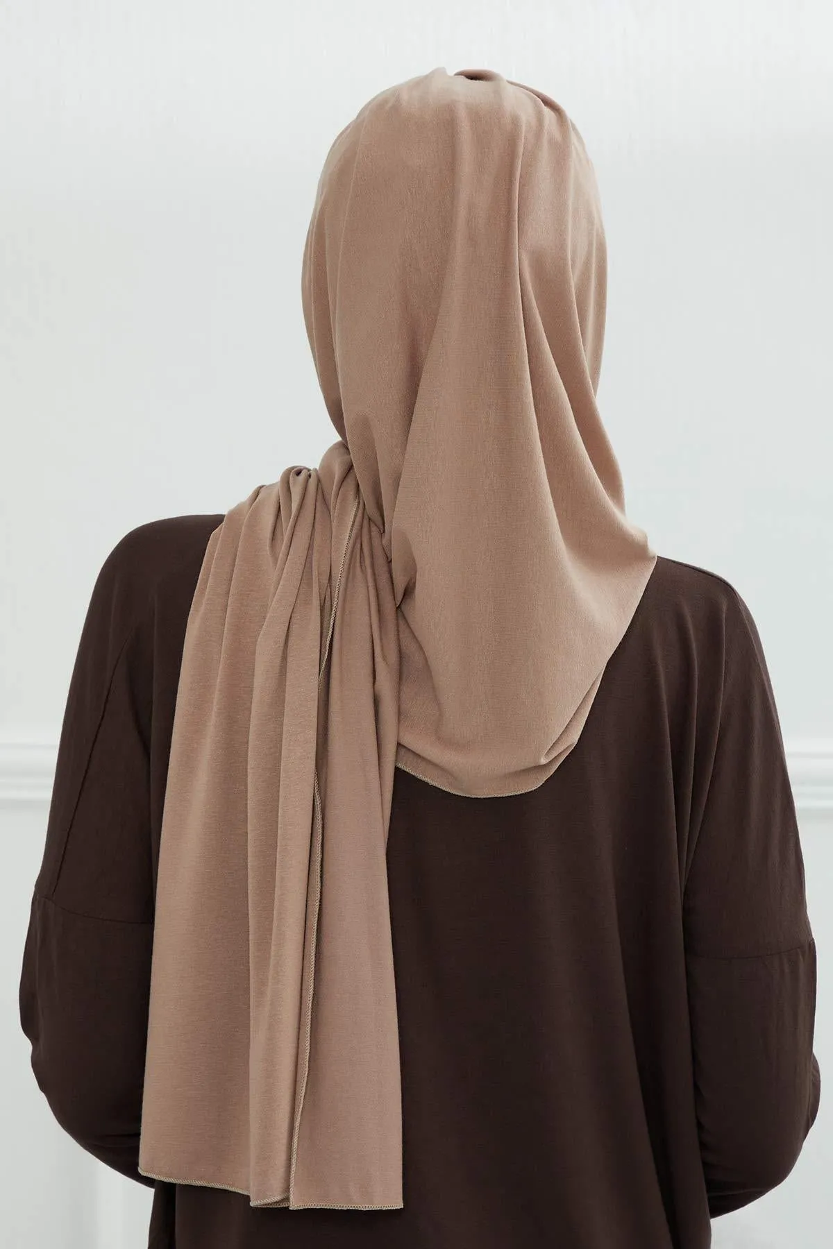 Soft Jersey Hijab Shawl for Women, 95% Cotton and Comfortable Ready to Wear Women Headscarf, Cross Stich Instant Pre-tied Hijab Shawl,PS-41